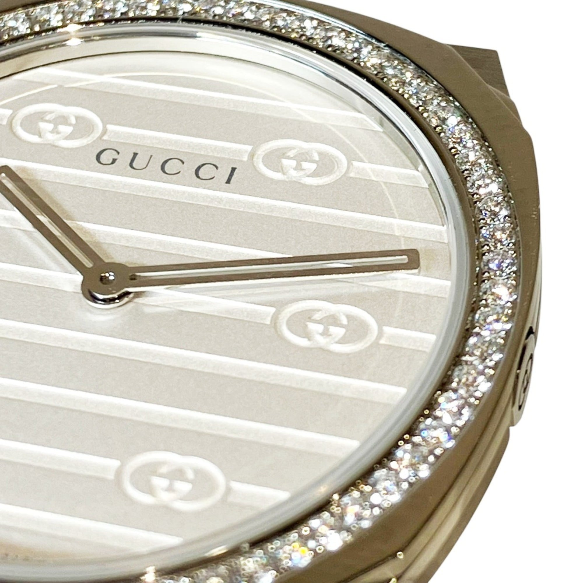 Gucci 25H Watch, Total Weight 57g, Stainless Steel, Quartz Movement, Silver Dial, YA163401