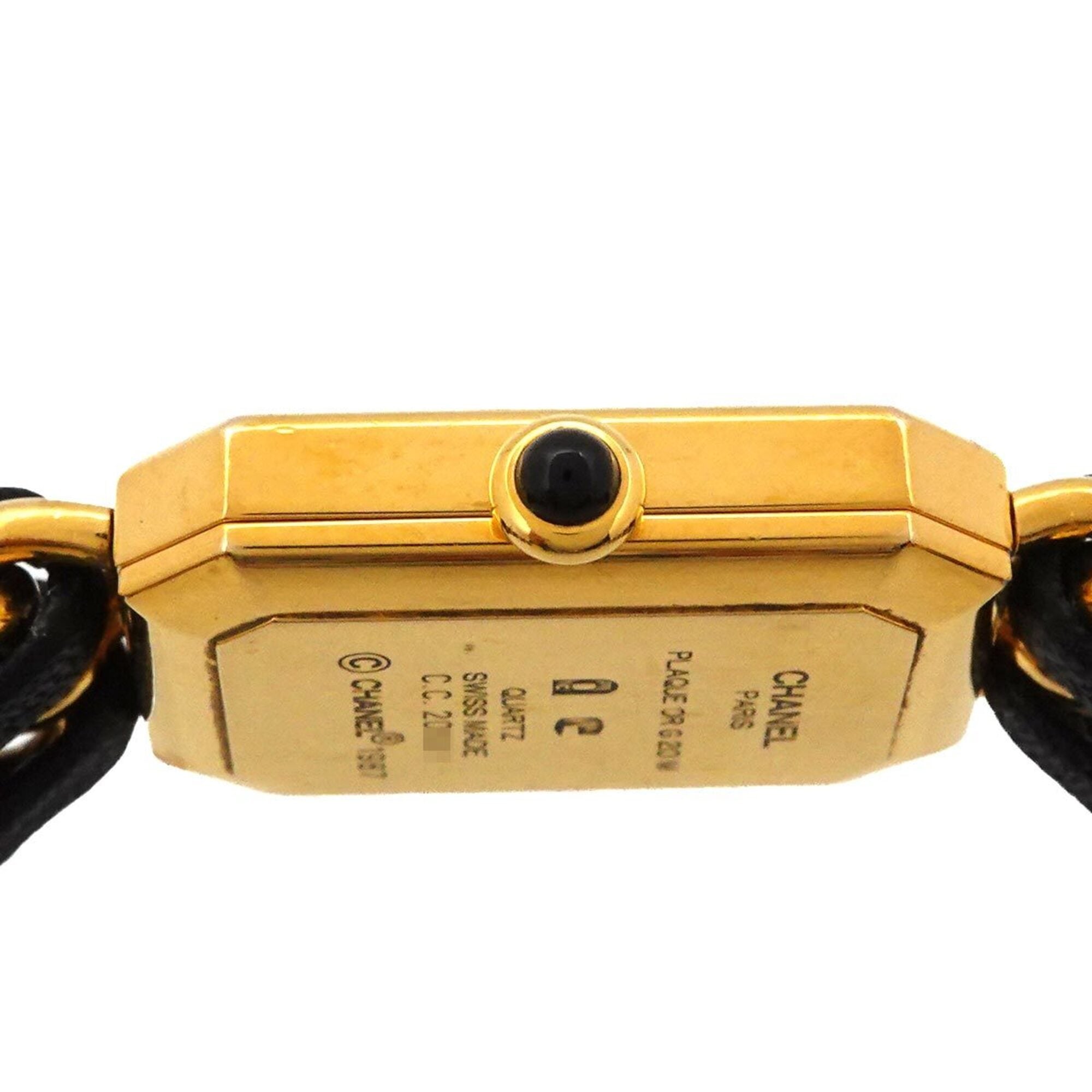 Chanel Premiere Large Size H0001 Wo Black Gold Quartz