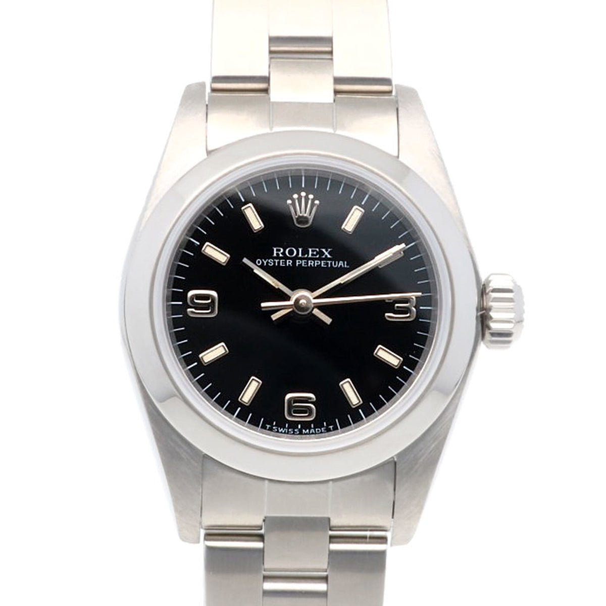 Montre Rolex Oyster Perpetual 67180 Noir avec cadran de 24 mm