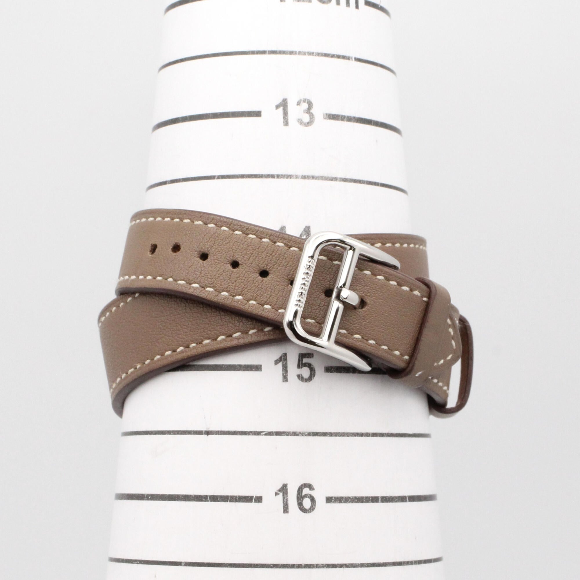 Hermes H- Double Tour Wrist Stainless Steel Leather Strap Wo White (HH1.210)
