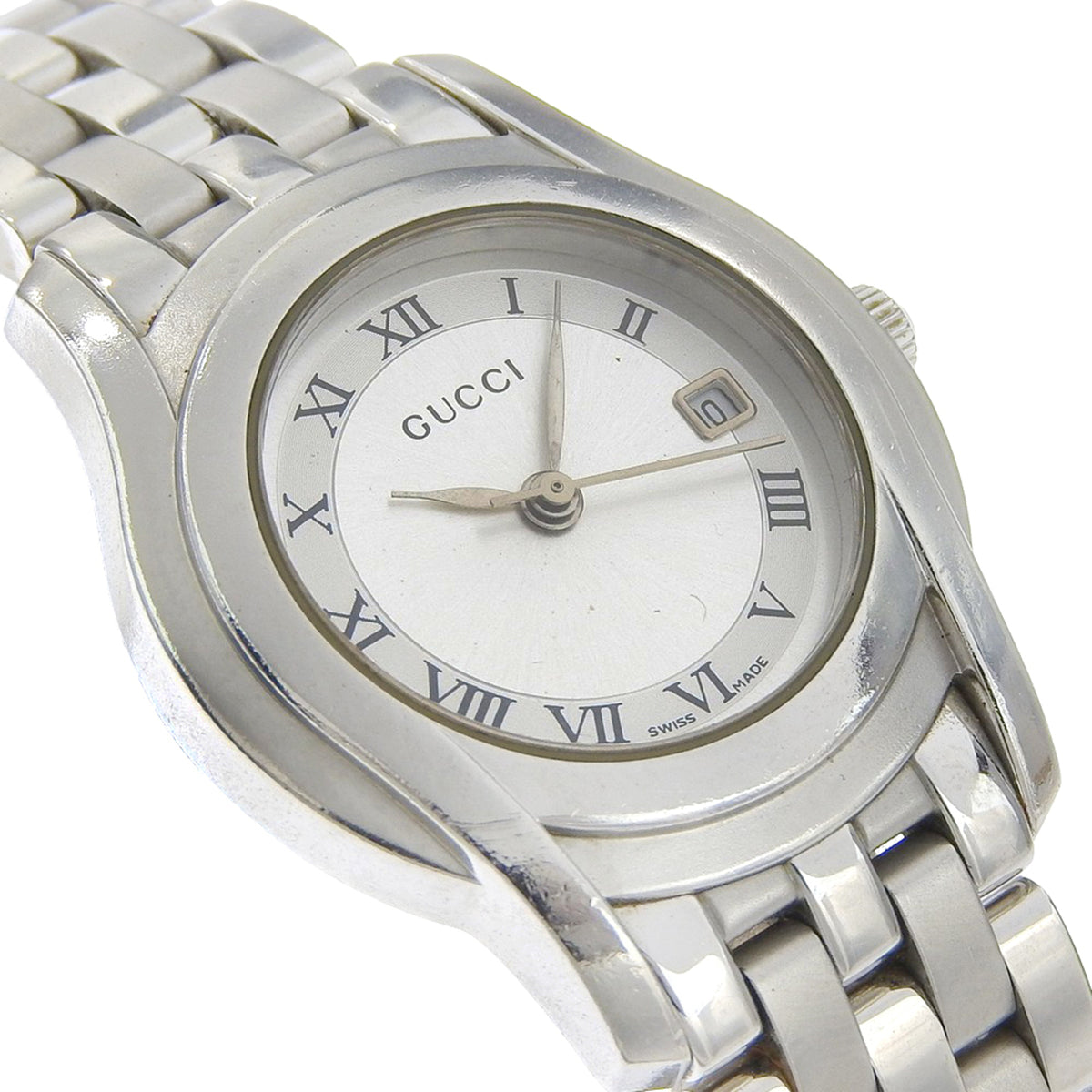 Gucci 5500L Stainless Steel Quartz Analog Watch with Silver Dial for Women