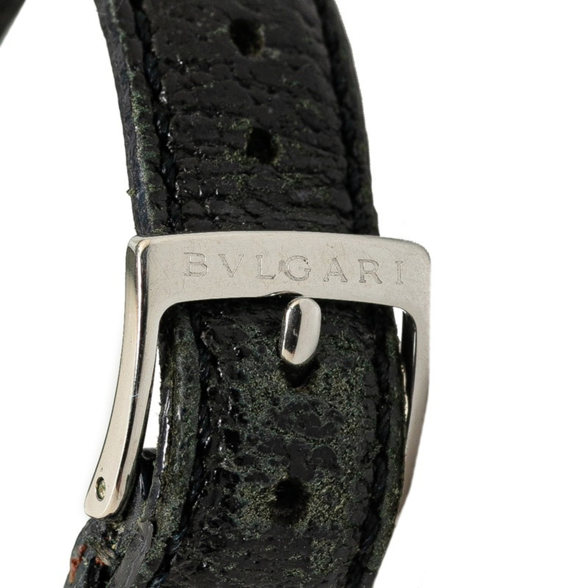BVLGARI Uhr BB26SL Quarz Schwarz Zifferblatt, Edelstahl, Lederarmband, Damenuhr