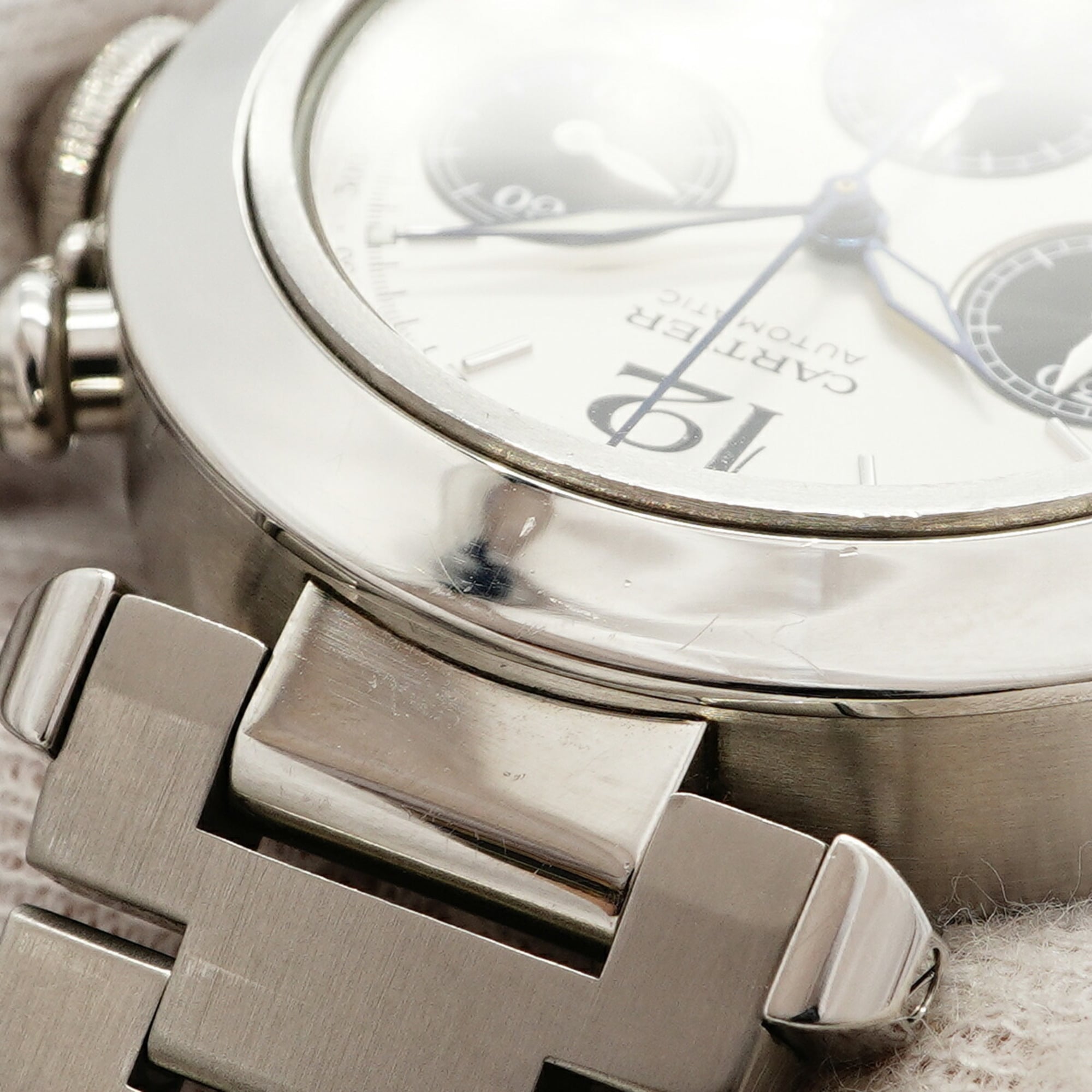 Cartier Pasha C W31048M7 Uhr mit Silber Zifferblatt (Jungengröße)