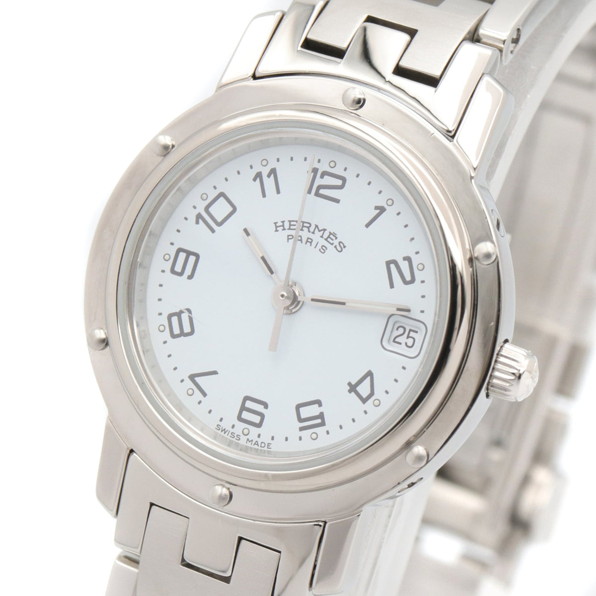 Hermes Clipper CL4.210 Horloge met witte wijzerplaat, 24 mm