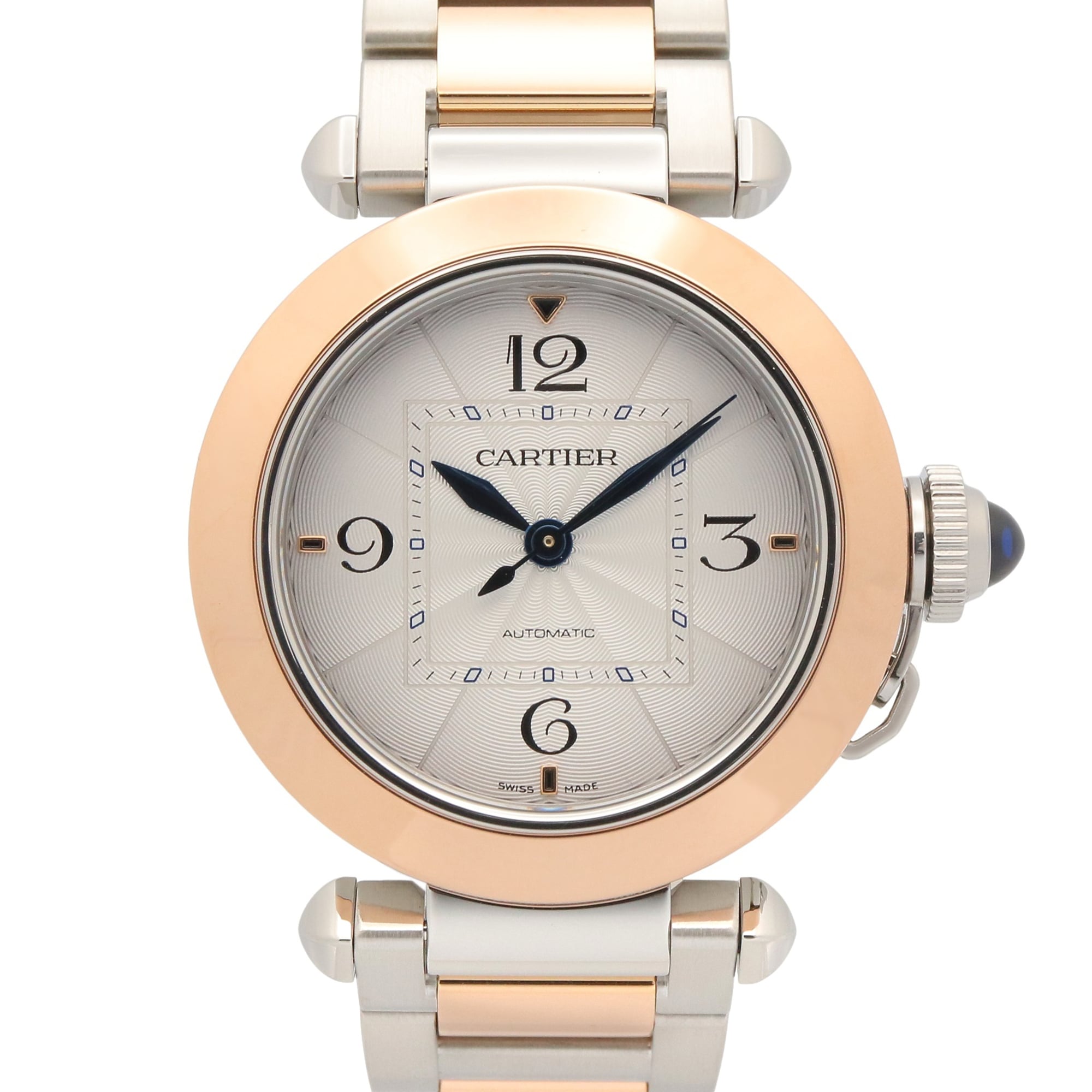 Cartier Pasha de watch, 18K pink gold (PG) stainless steel, boys' size, silver tone, W2PA0008