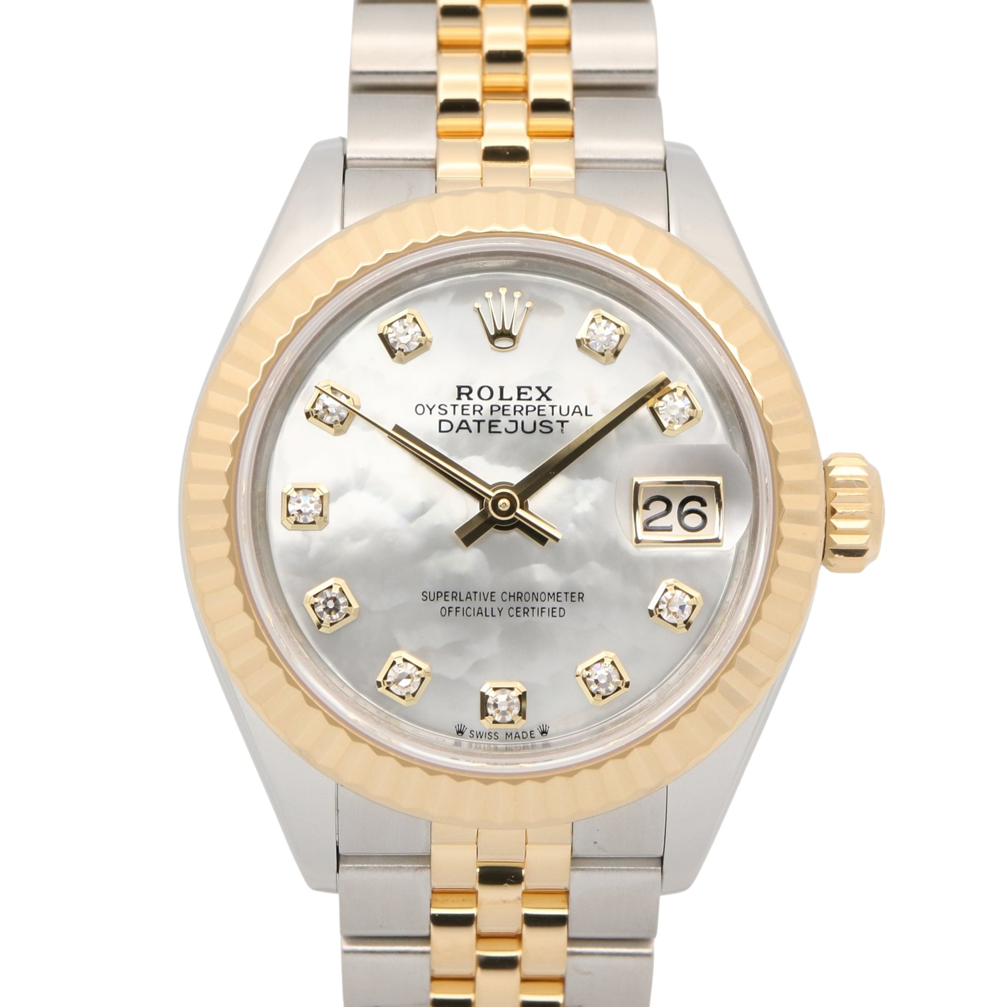 Rolex Datejust 10P Diamond 279173NG White shell Dial 28mm Watch
