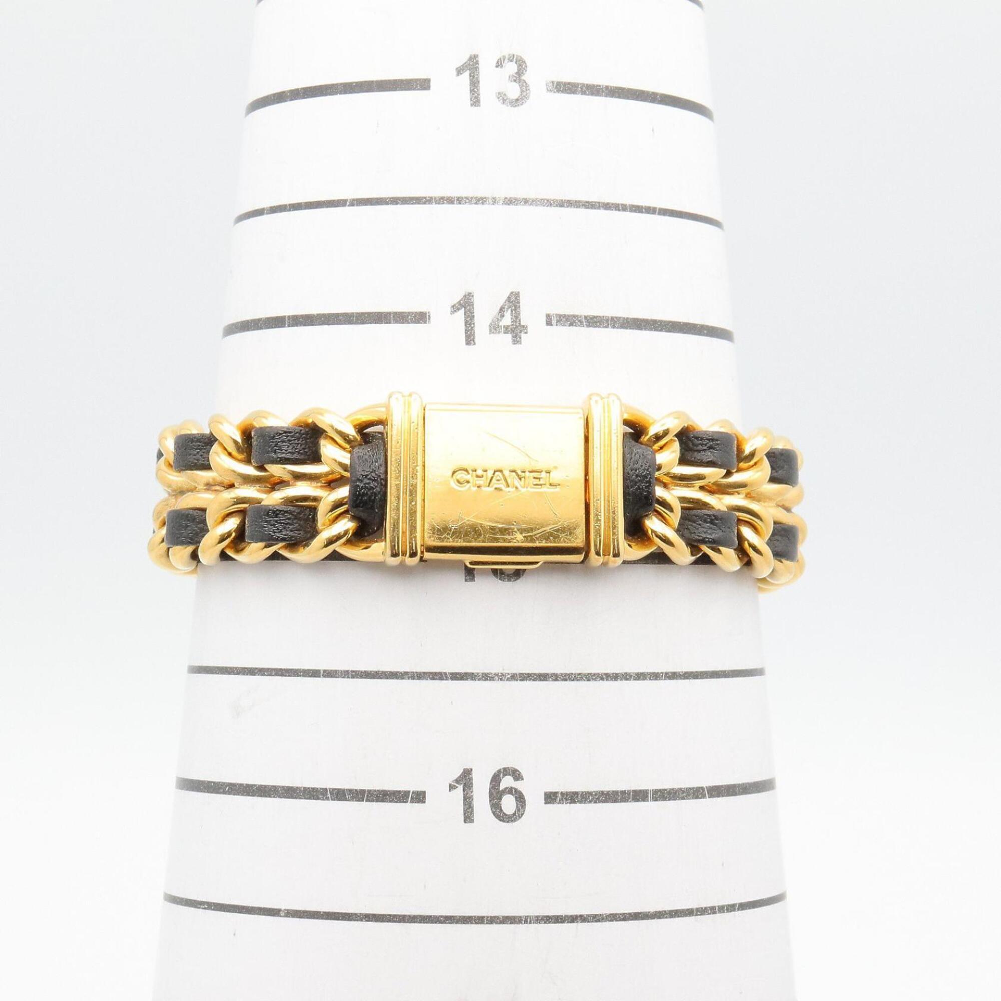 Chanel CHANEL Première M polshorloge, verguld (GP), leren band, dames, zwart, H0001