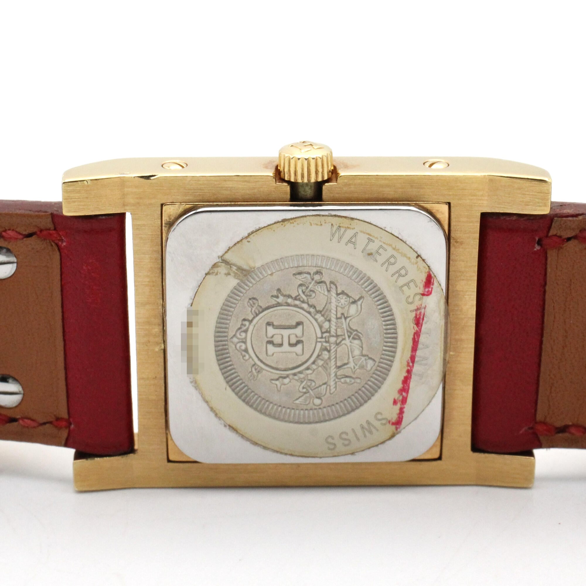 Hermes Medor gold-plated (GP) leather strap wo white ME1.201