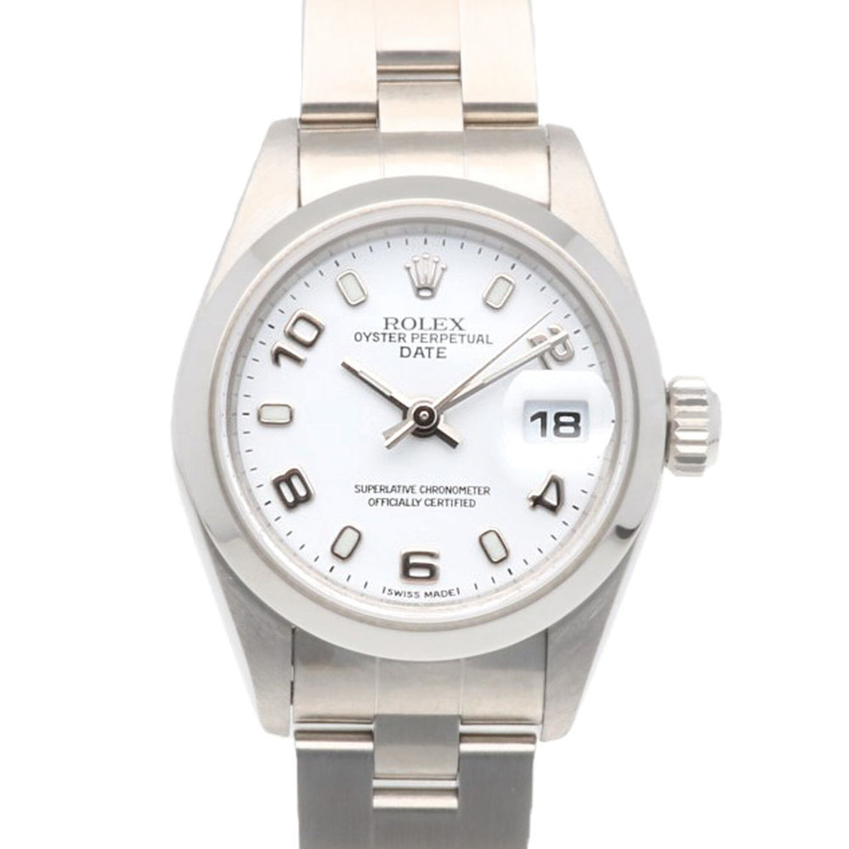 Rolex Date Oyster Perpetual 79160 met witte wijzerplaat, 25 mm