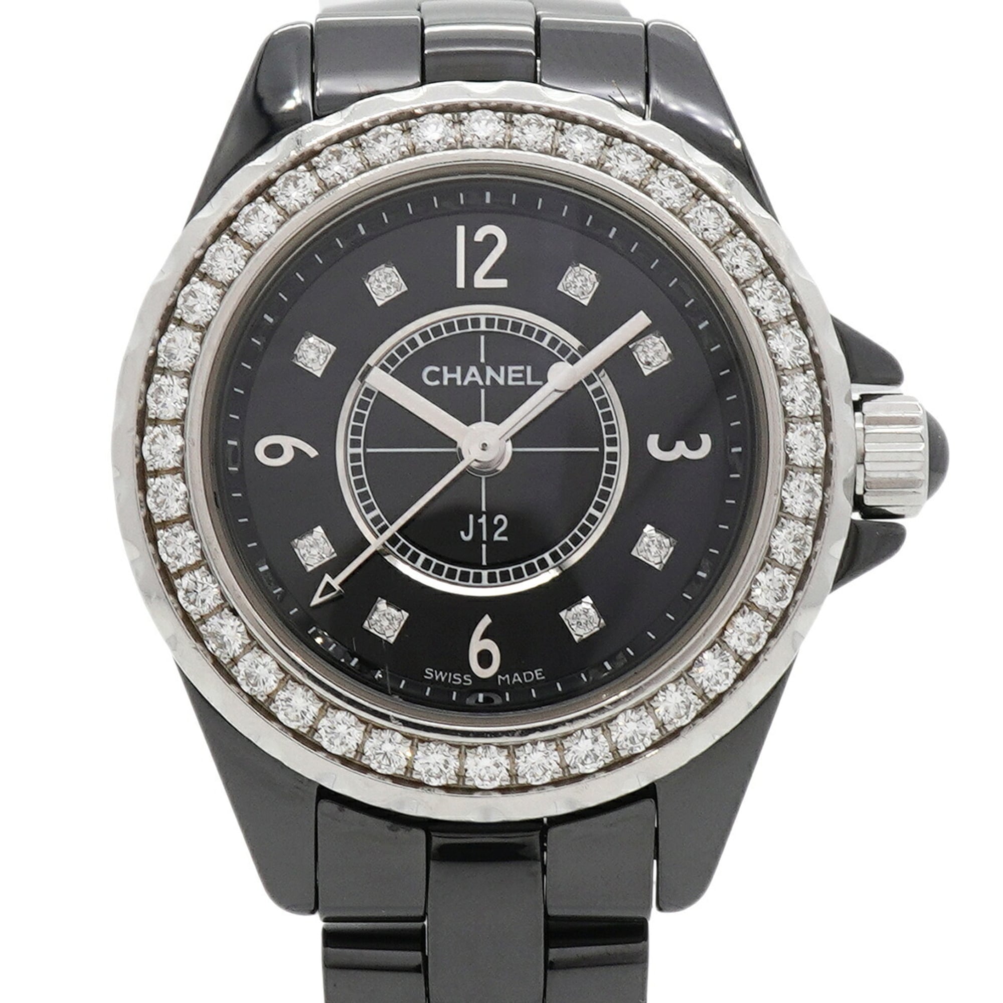 Chanel J12 Diamond H2571 Black Dial 28mm Watch
