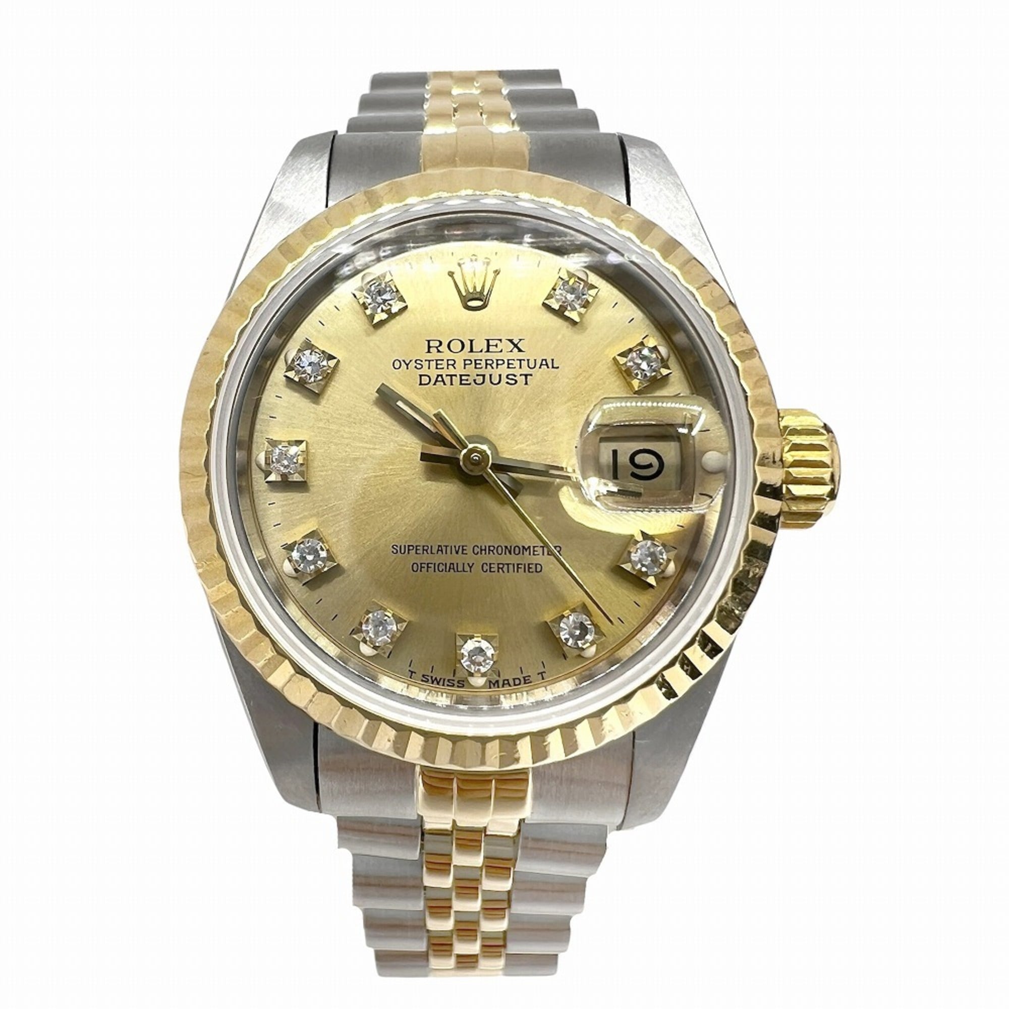 ROLEX Datejust 10P Diamond Stainless Steel 18K Yellow Gold Dial 69173G L-serial Two-tone Automatic Wo