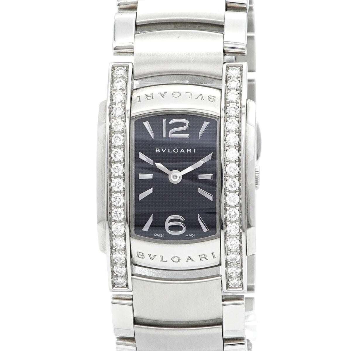 Bvlgari Assioma Side Diamond Bezel AA35S Black Dial 23mm Watch