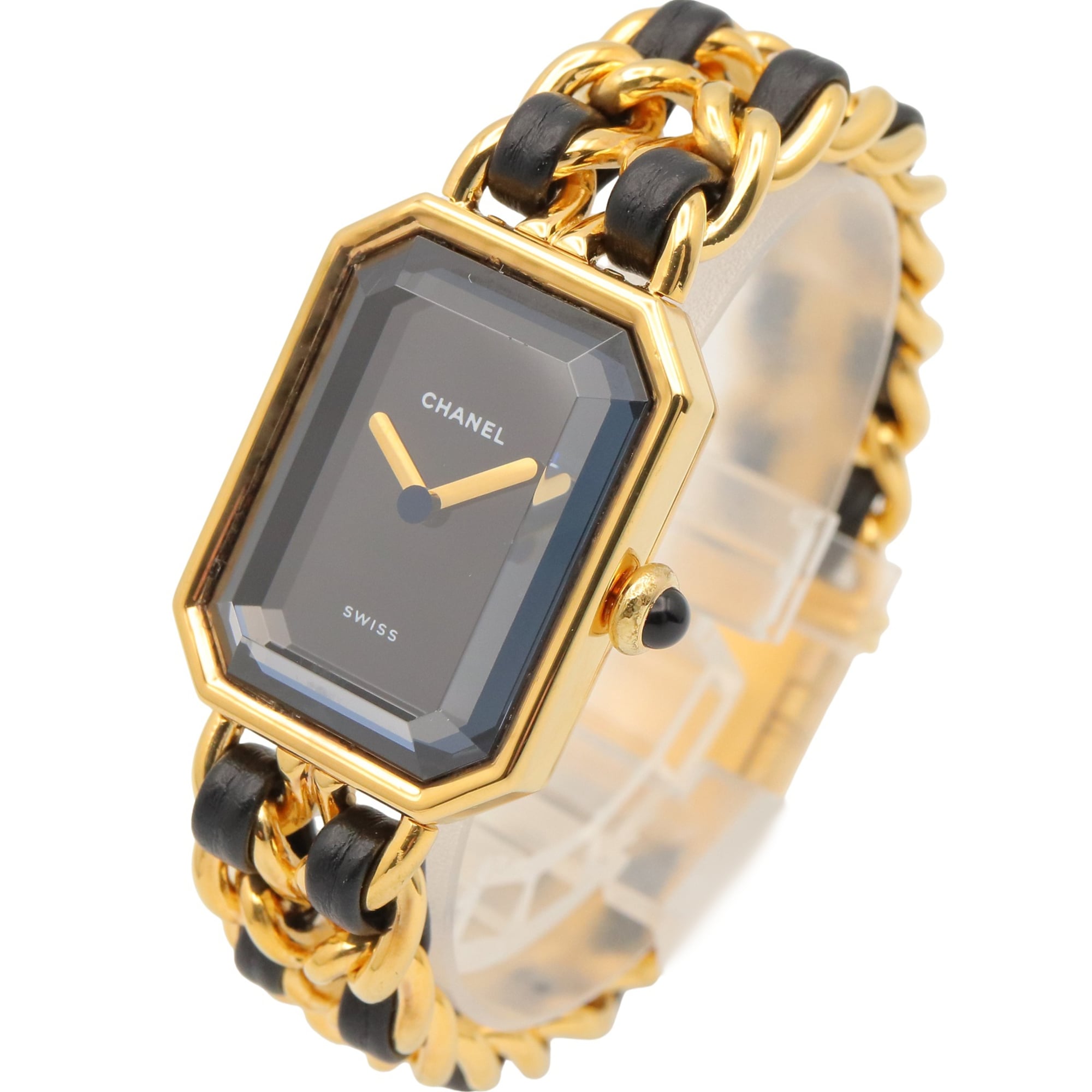 Chanel CHANEL PremiÃ¨re S Watch, Gold Plated (GP), Leather Strap, Women's, Black, H0001