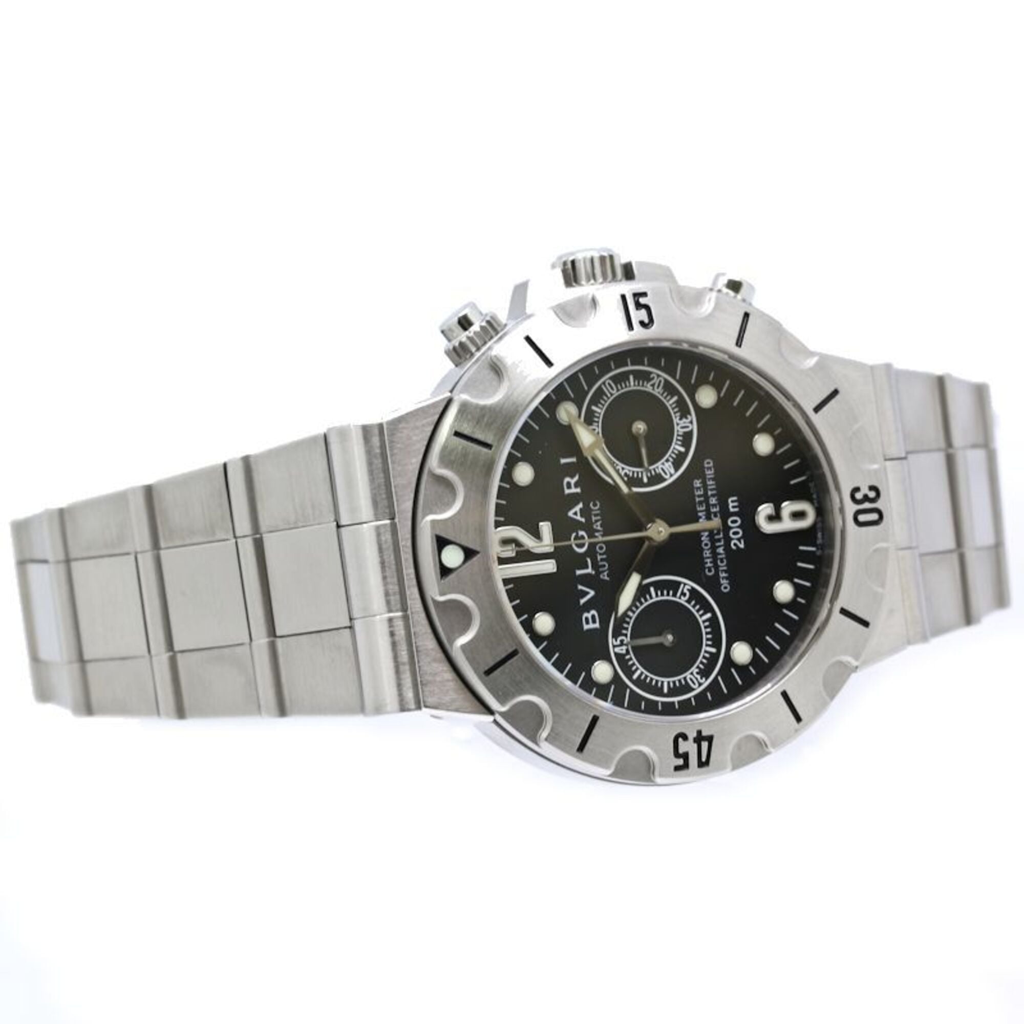 Bulgari Diagono SC38SS Black Dial 38mm Watch
