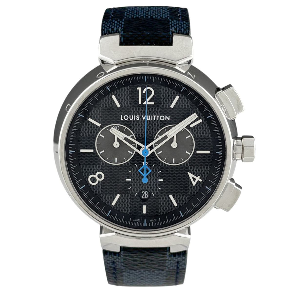 Louis Vuitton Tambour GM Damier Graphite QA094Z, graues Zifferblatt, 44 mm Uhr
