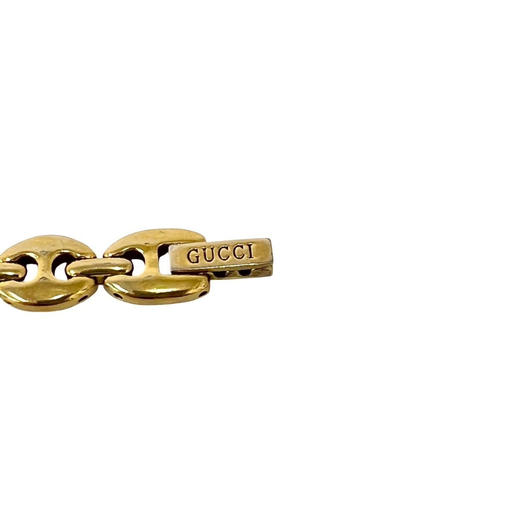 GUCCI Vintage Logo Engraved Chain GP Watch Wristwatch Gold White 36330