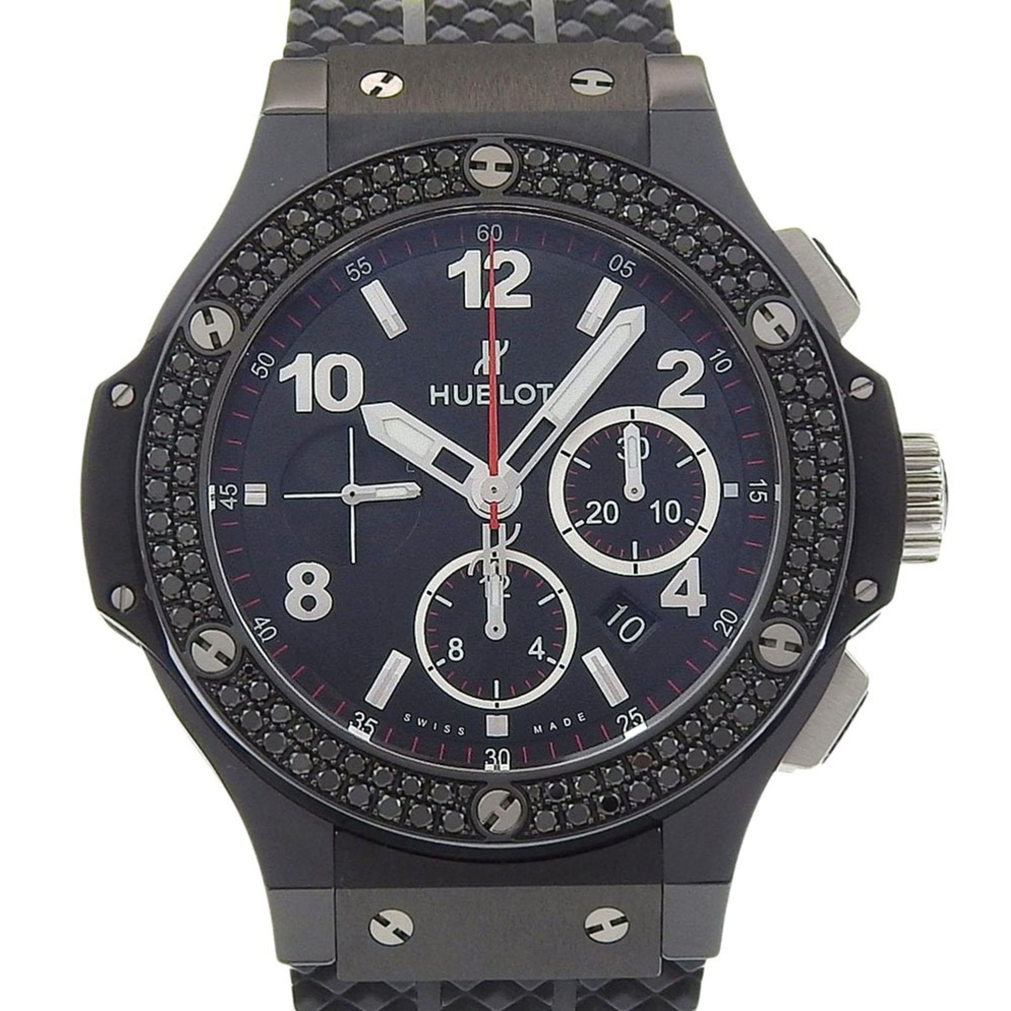 Hublot Big Man Black Magic Watch, Diamond Bezel, 301.CV.130.RX.110, Ceramic x Titanium Rubber, Black, Automatic Chronograph, Dial, Men's Watch