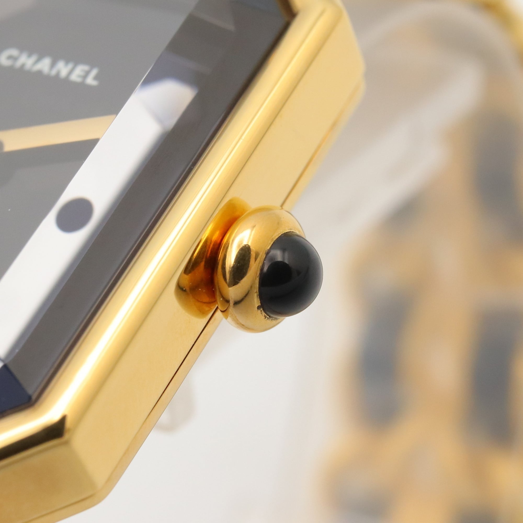 Chanel CHANEL Première S-horloge, verguld (GP), leren band, dames, zwart, H0001