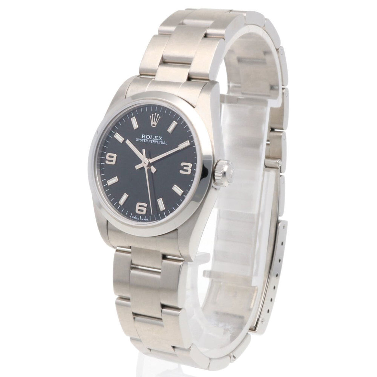 Rolex Oyster Perpetual 77080 Schwarz Zifferblatt 30 mm Uhr