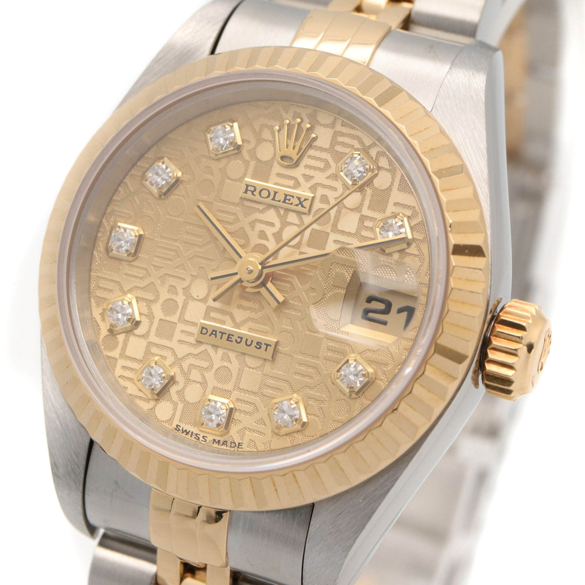 Rolex Datejust 10P Diamond 69173G Champagne, Gold Dial 26mm Watch