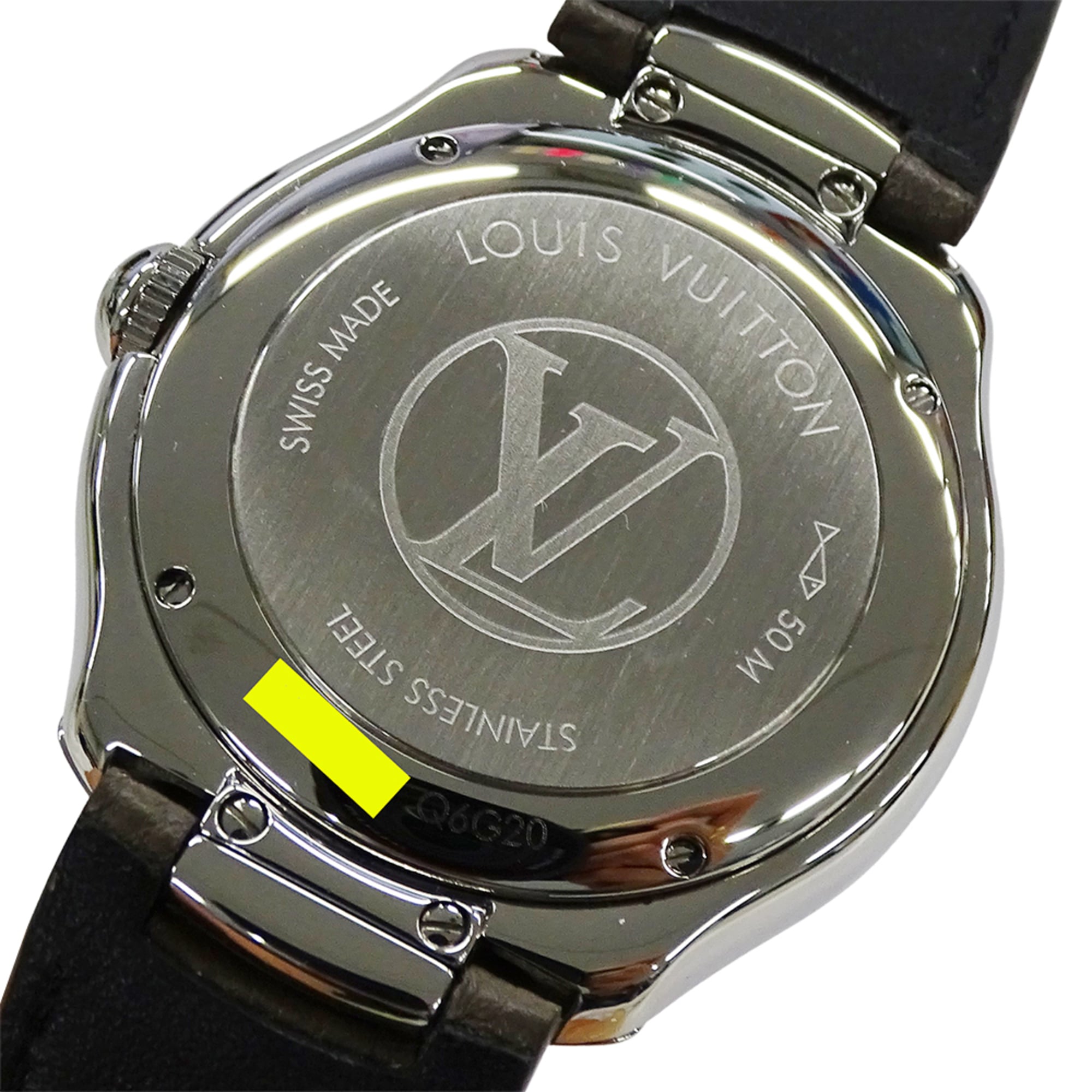 Louis Vuitton LOUIS VUITTON Montre Pour Hommes Modèle Fifty Five Automatique AT Acier inoxydable SS Cuir Q6G20 Rond