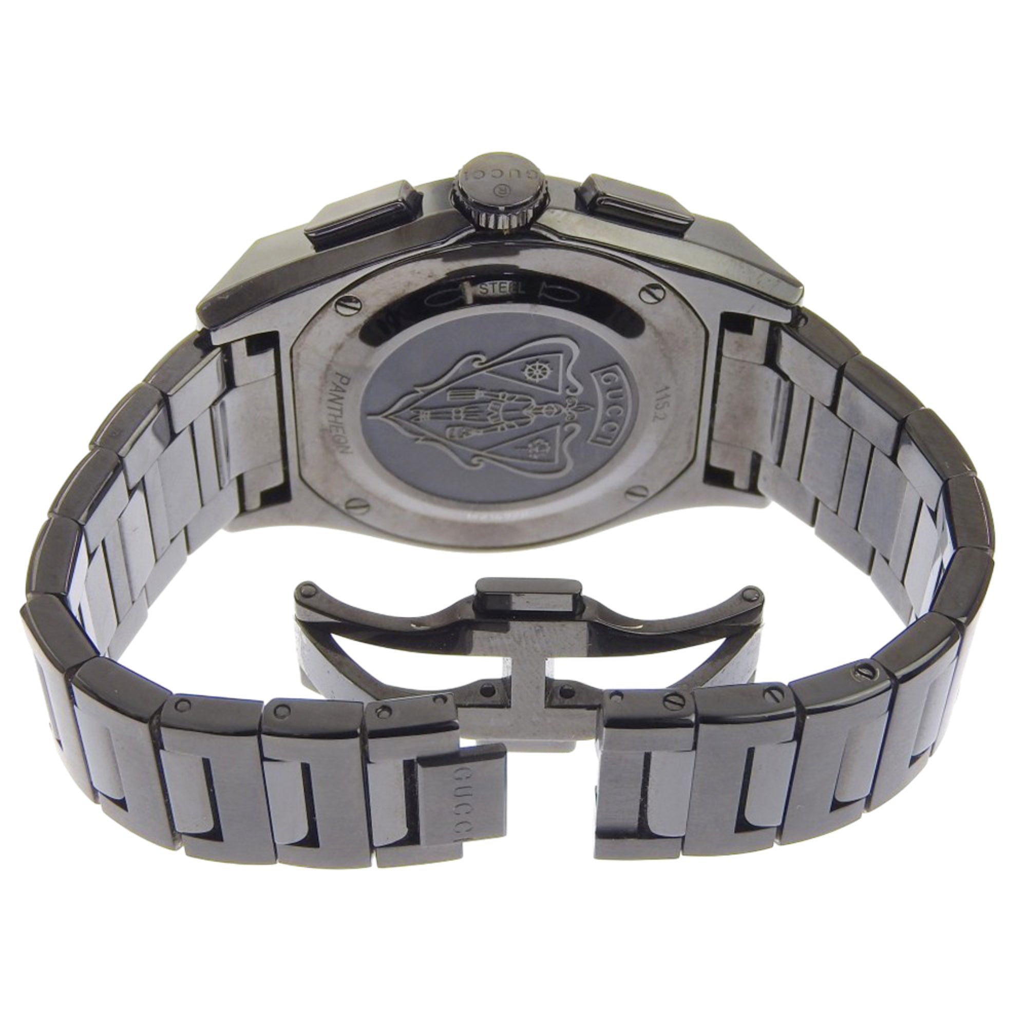 Gucci Pantheon Men's Watch, 115.2 Stainless Steel, Black Quartz Chrono