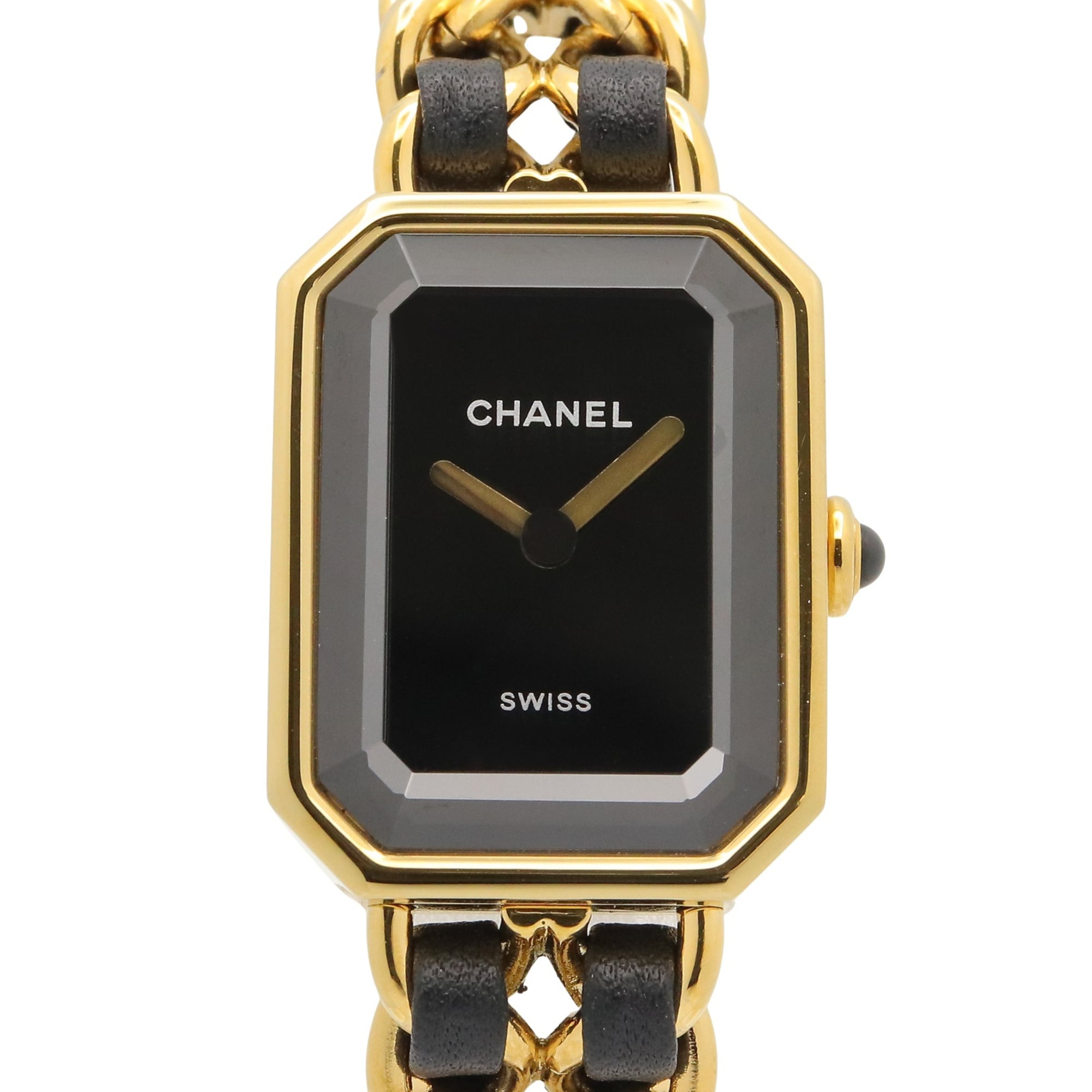 Chanel PremiÃ¨re Original Edition M Watch, Gold Plated Leather Strap, Women's, Black, H6951