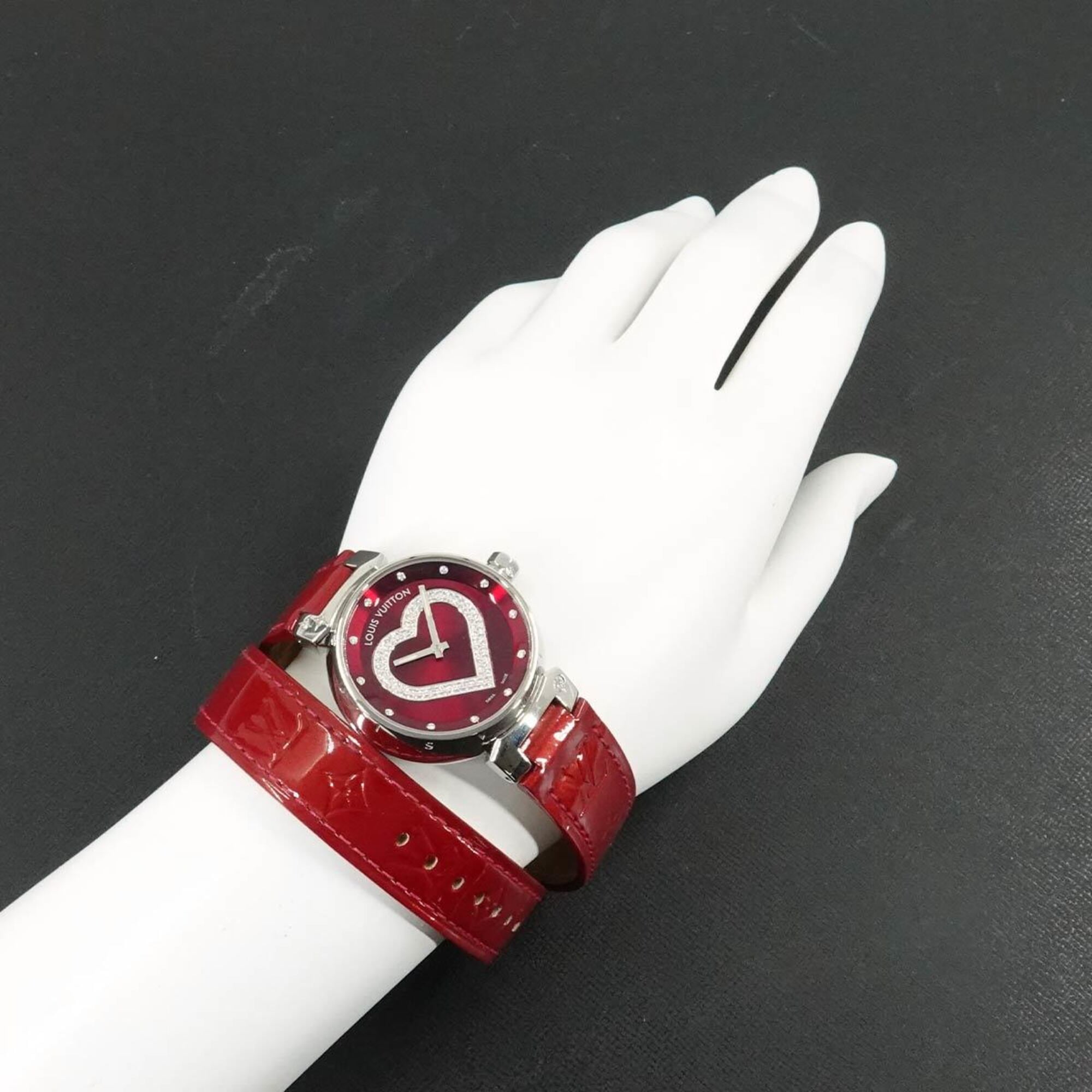 Montre pour femme Louis Vuitton Tambour Heart Pomme d'Amour Q1314, 12 diamantsRouge Quartz