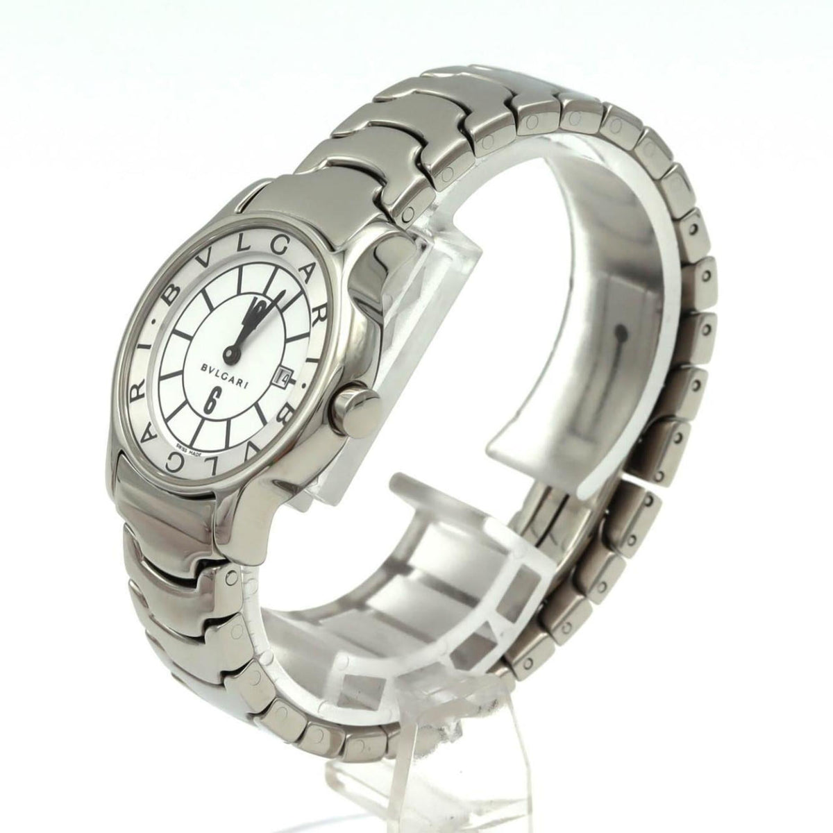 Bvlgari Bulgari Solotempo ST29S/ST29WSSD horloge met witte wijzerplaat, 29 mm