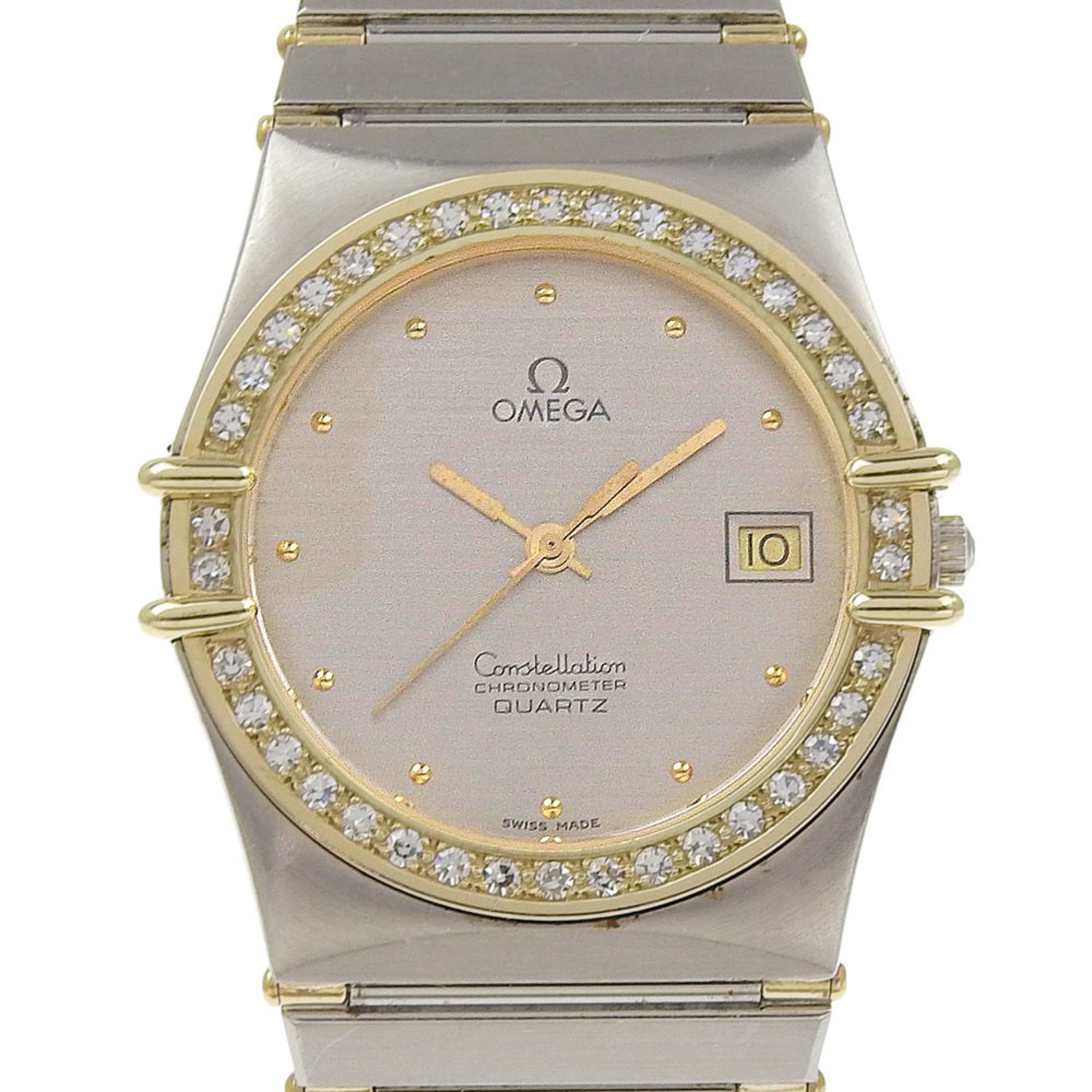 OMEGA Constellation Men's Watch, Stainless Steel with Diamonds, Quartz Movement, Analog Display, Silver Dial
