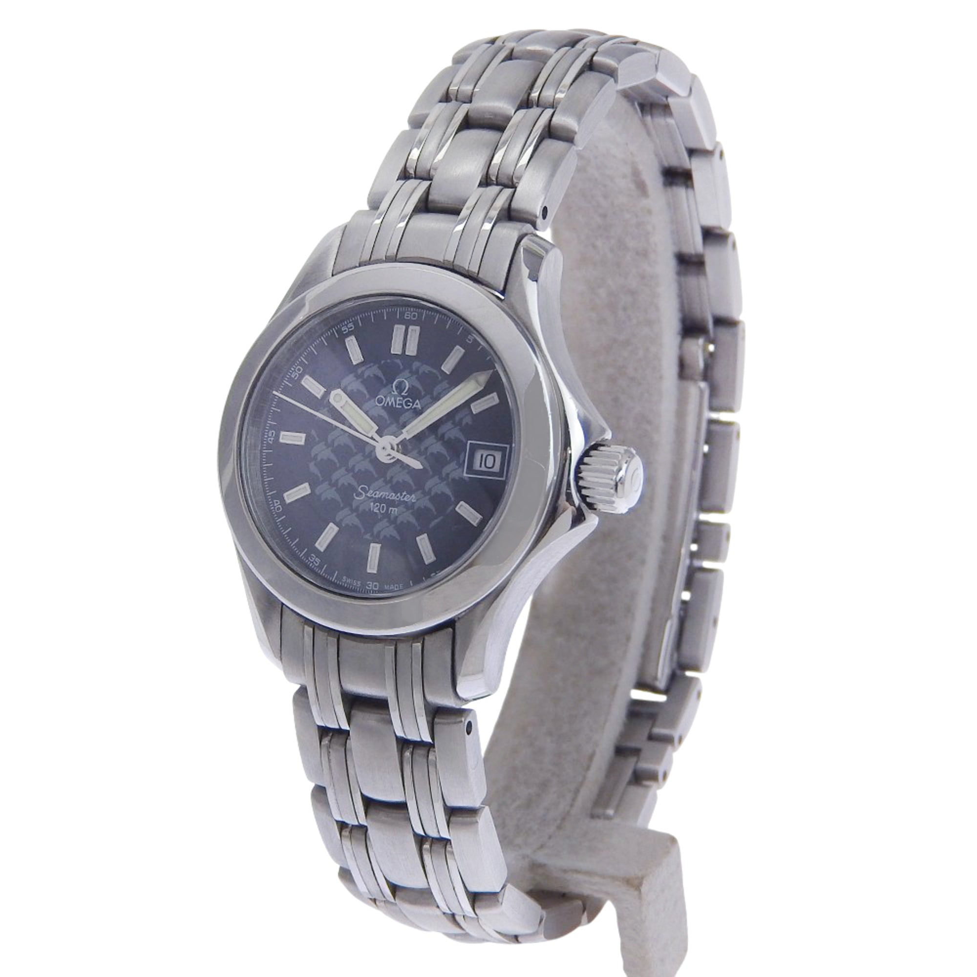 OMEGA Seamaster 120M Jacques Mayol Watch, Limited Edition of 1,500 pieces, Caliber 1424, 2586.80, Stainless Steel, Silver Quartz Movement, Analog Display, Navy Dial, Women's