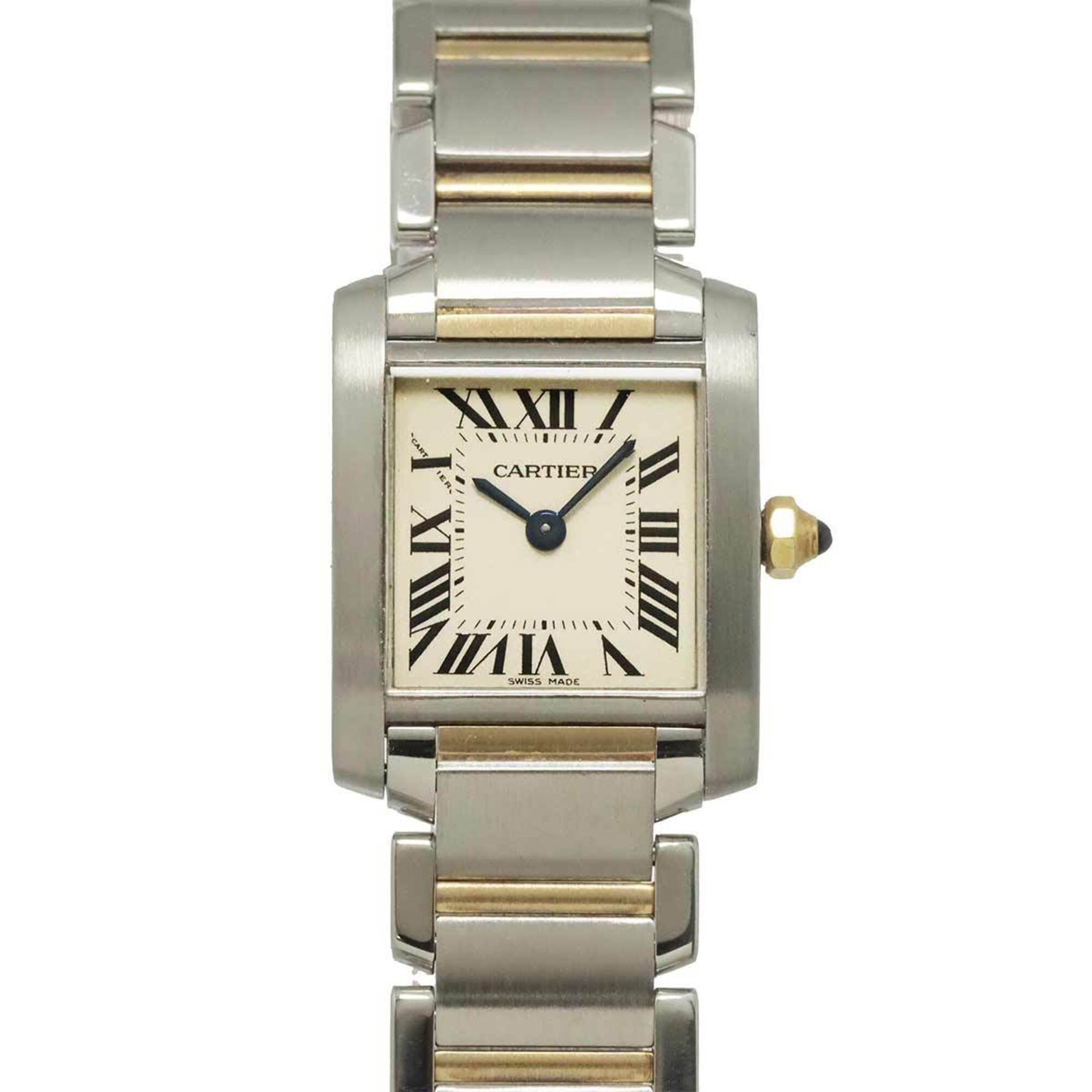 Cartier Tank Francaise SM Two-Tone W51007Q4 Wo Ivory 18K Yellow Gold Quartz