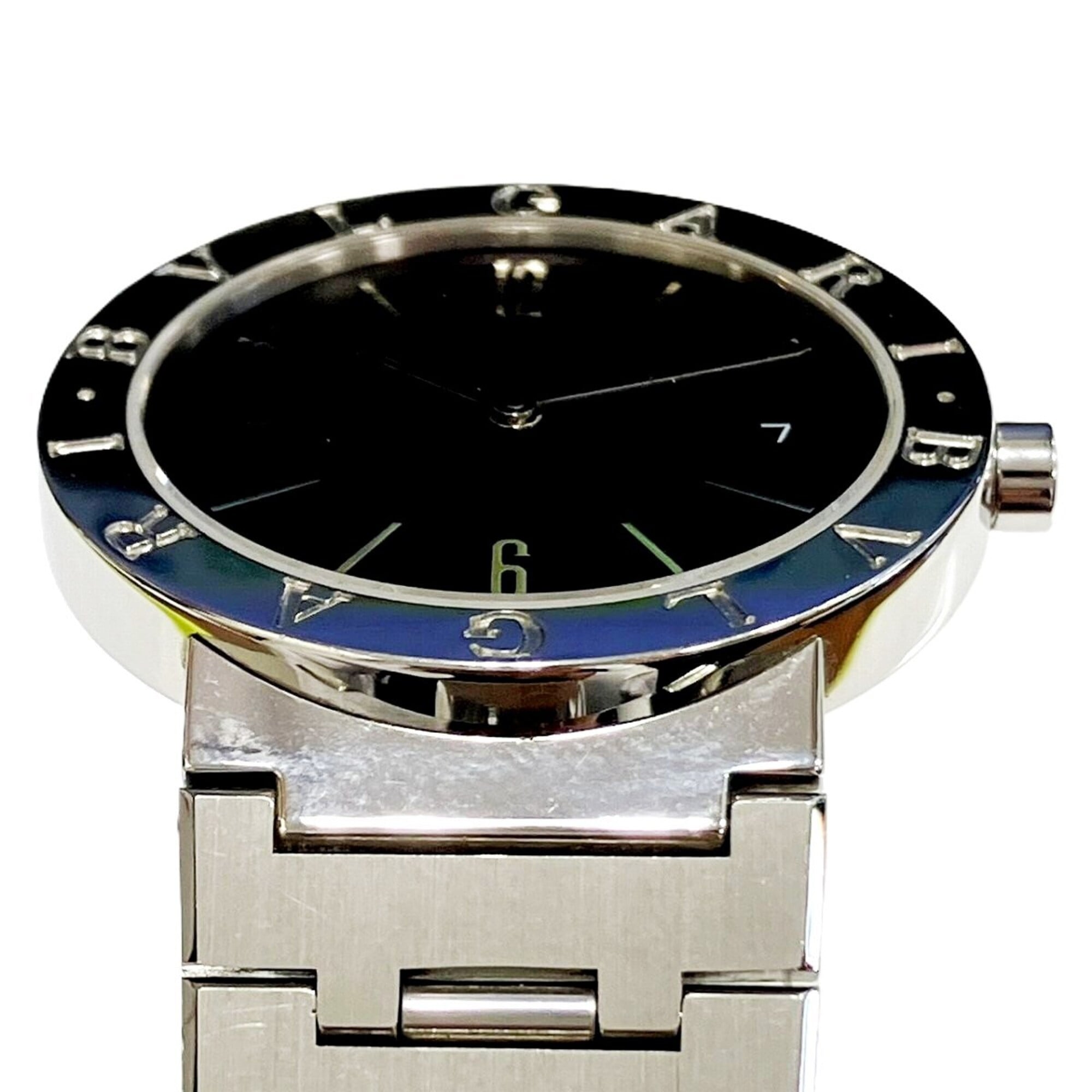 Bulgari watch, total weight 78.8g, stainless steel, quartz movement, black dial, BB33SSD