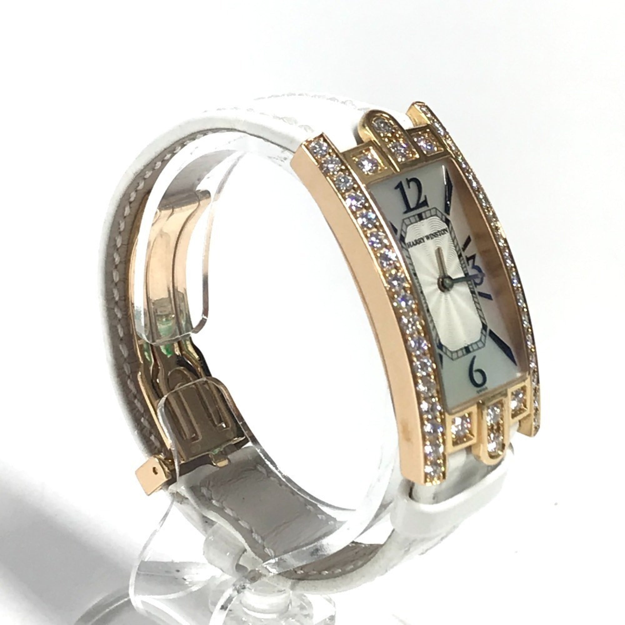 Montre pour femme HARRY WINSTON 330 LQWL.M D3.1 Lady Avenue C à lunette sertie de diamants, Or 18 carats, Au750, Blanc