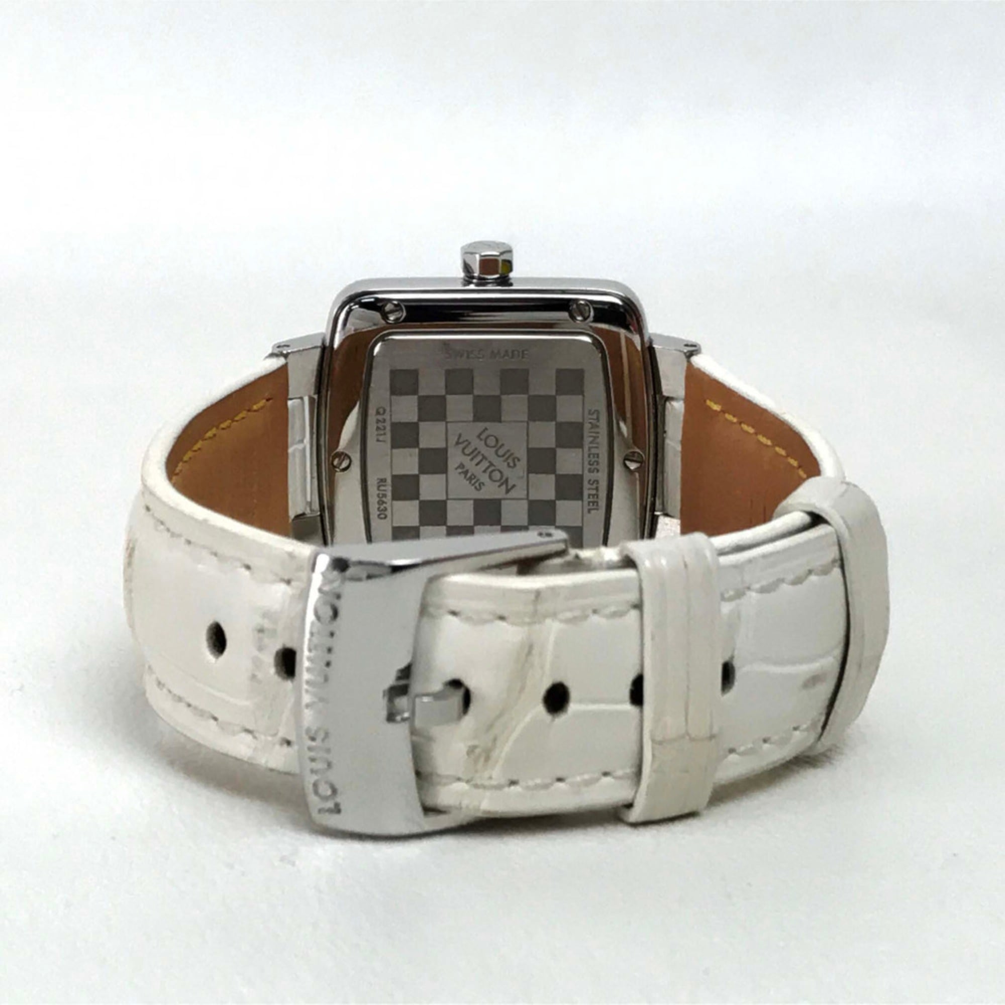 Louis Vuitton Q221J Quarz-Armbanduhr, Silber-weinRot