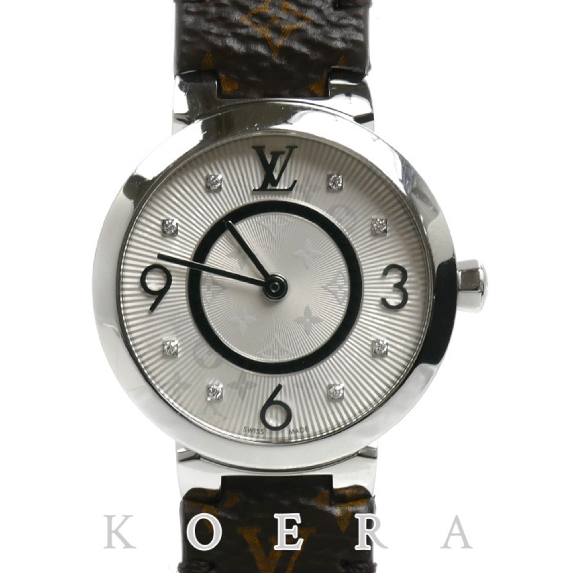 Louis Vuitton Tambour Slim 8PD Battery Operated Q12MG Silver Dial 28mm Watch