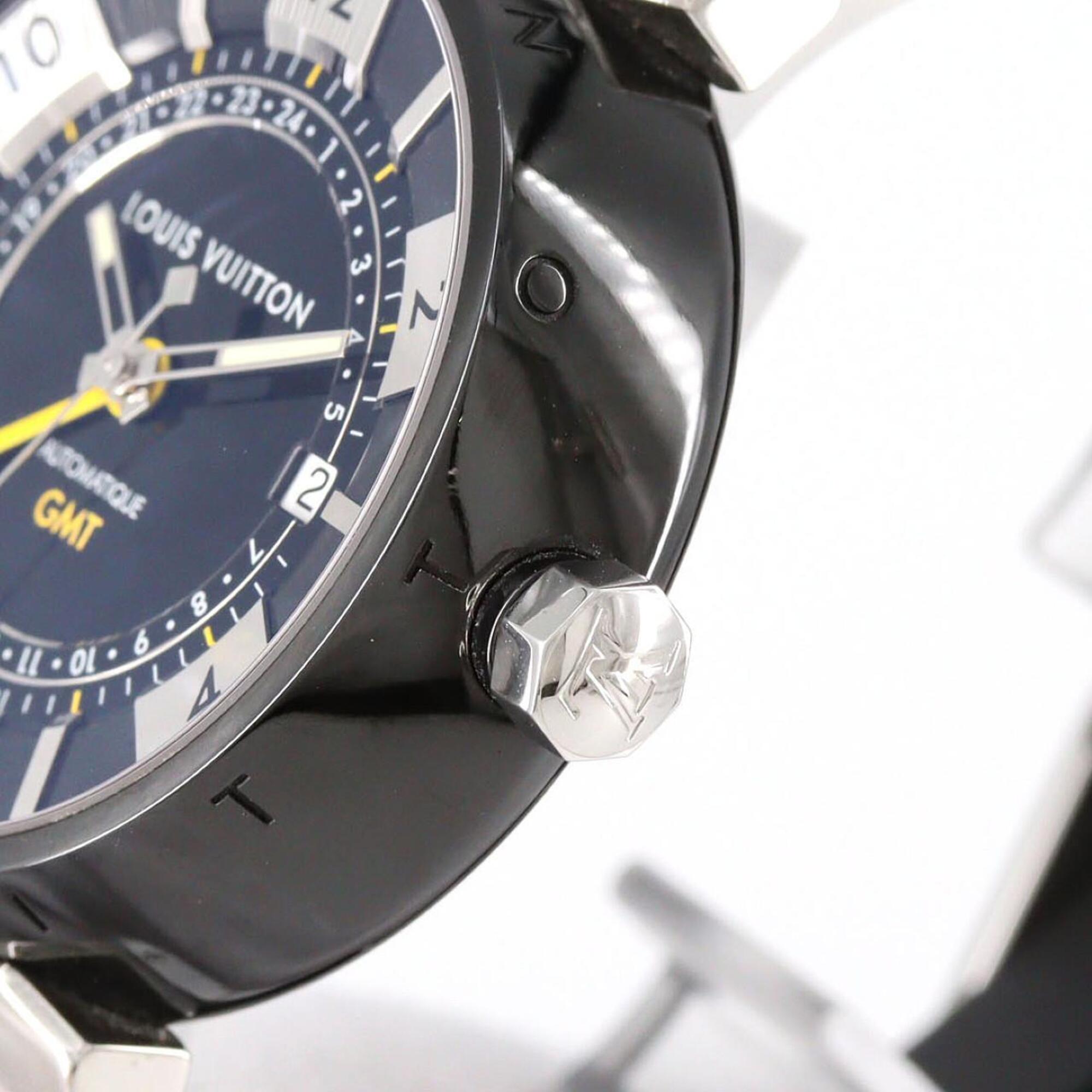 Louis Vuitton Tambour in Black GMT Q113K SS Automatic Watch