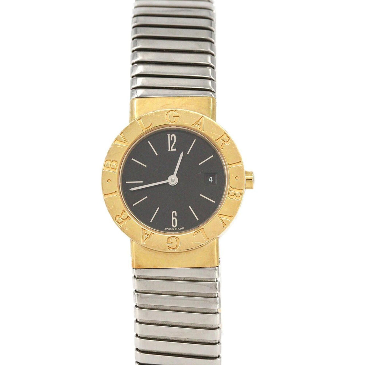 Bvlgari Tubogas BB26GSCD horloge met zwarte wijzerplaat, 26 mm