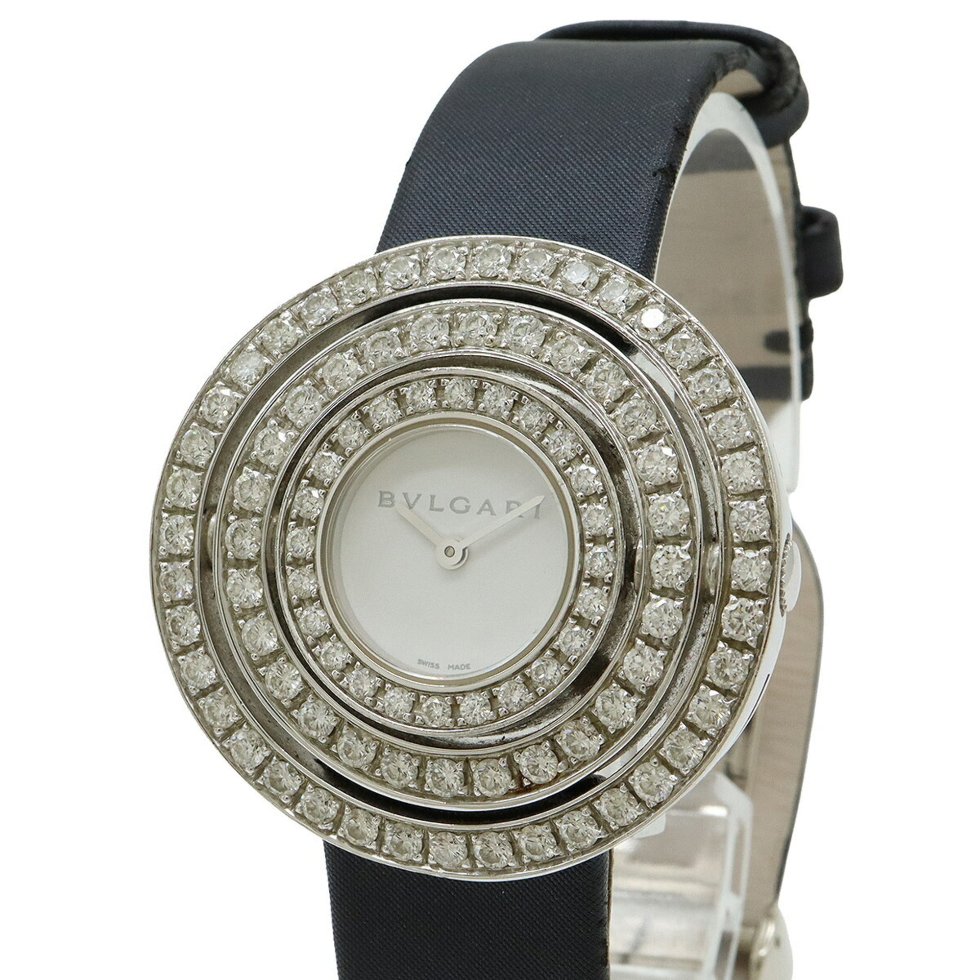 BVLGARI Astrale Cerchi Damen-Quarzuhr Weiß Zifferblatt und Diamantlünette AEW36G