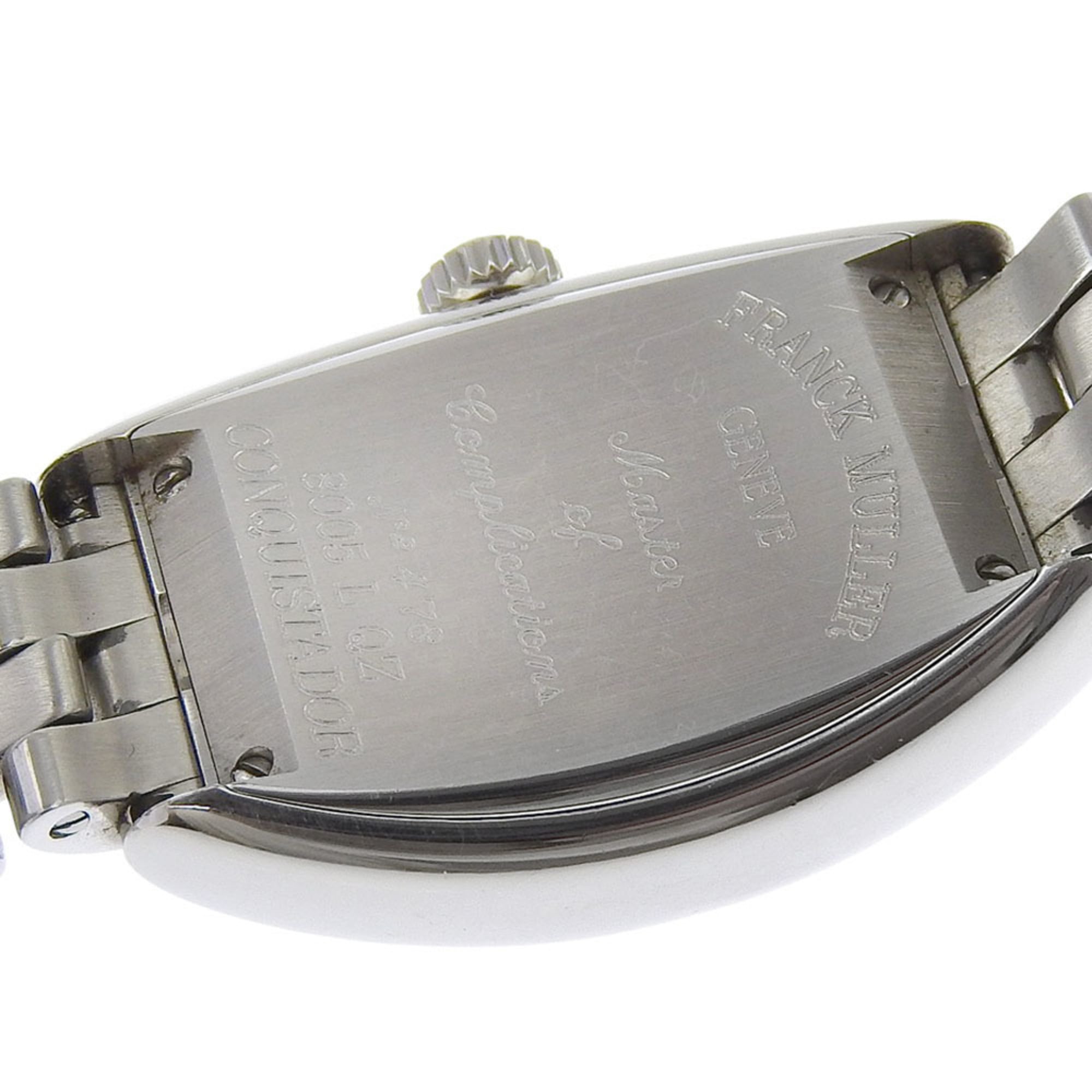 Franck Muller Conquistador Uhr 8005L aus Edelstahl, Quarz analoge AnzeigeSilber Zifferblatt, Damenuhr