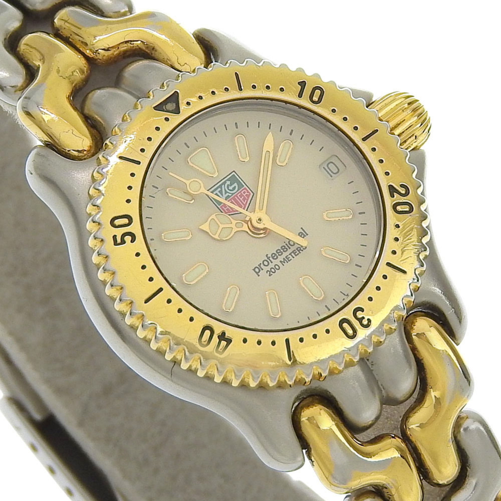 TAG Heuer Cell Uhr S95.708, Edelstahl, Silber, Quarz, analog, Elfenbein Zifferblatt, Damenuhr.