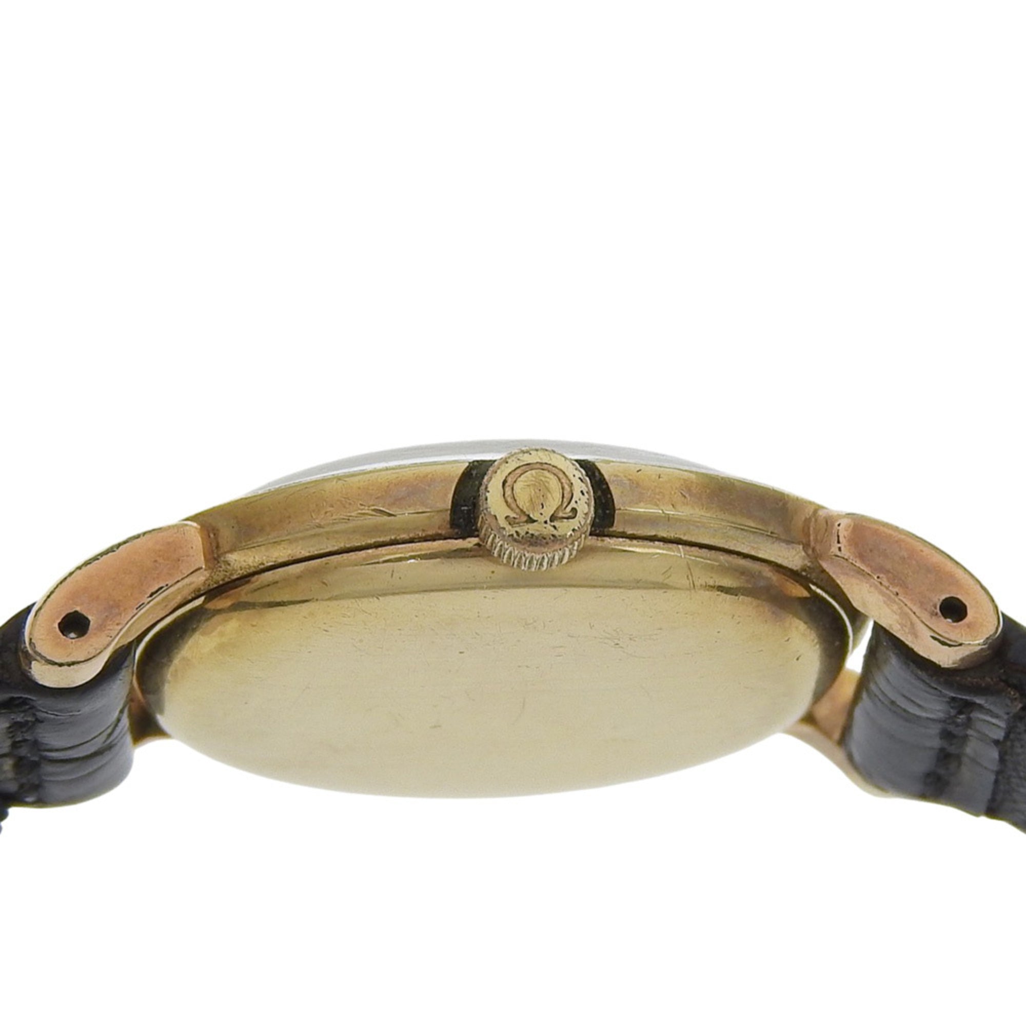 Omega OMEGA antiek horloge, kaliber 244, verguld, met leren band, handopwinding, analoog, zilveren wijzerplaat, dameshorloge