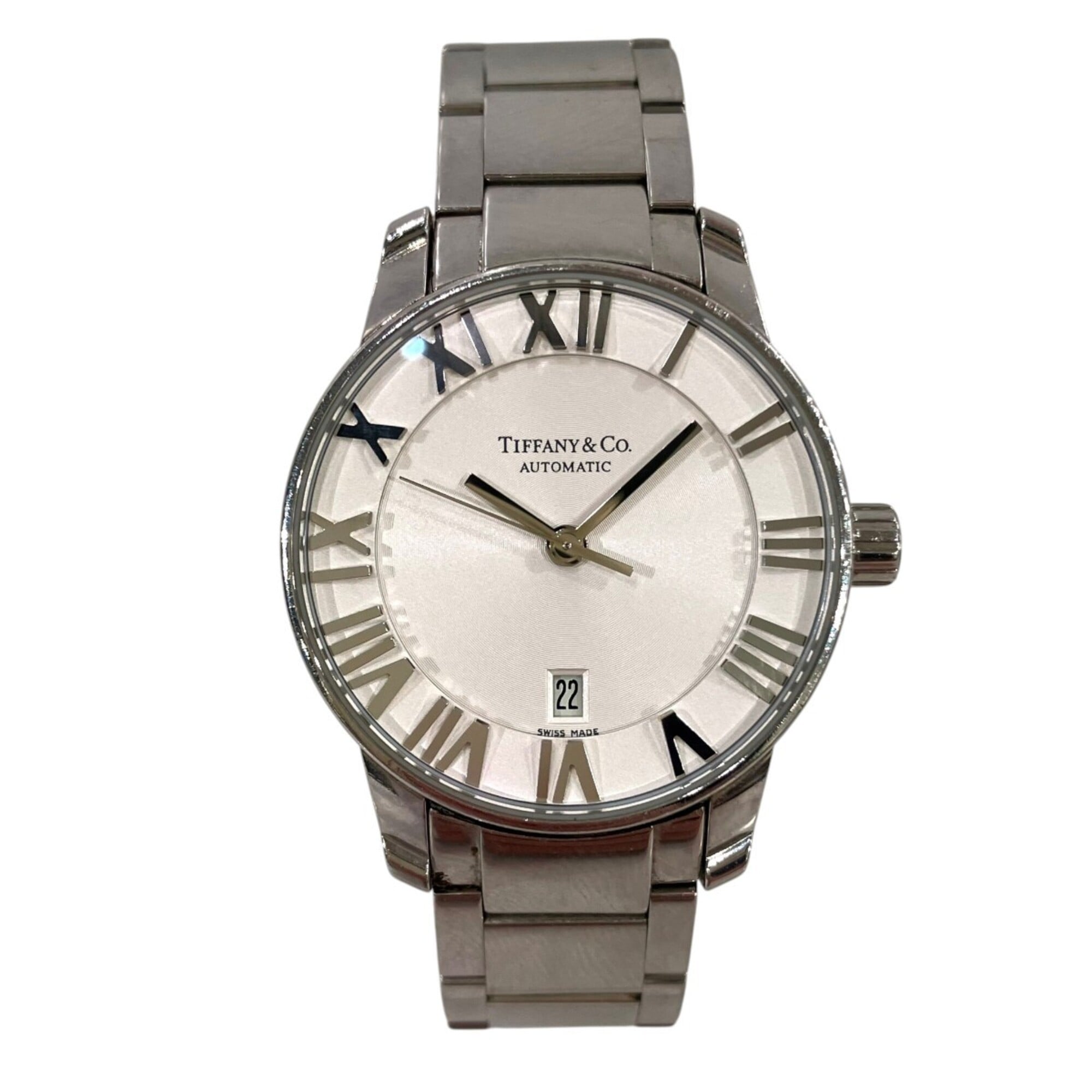 Tiffany & Co. Atlas Dome Watch, Total Weight 64g, Stainless Steel, Automatic Movement, Silver Dial, Z1830.68.10A21A00A