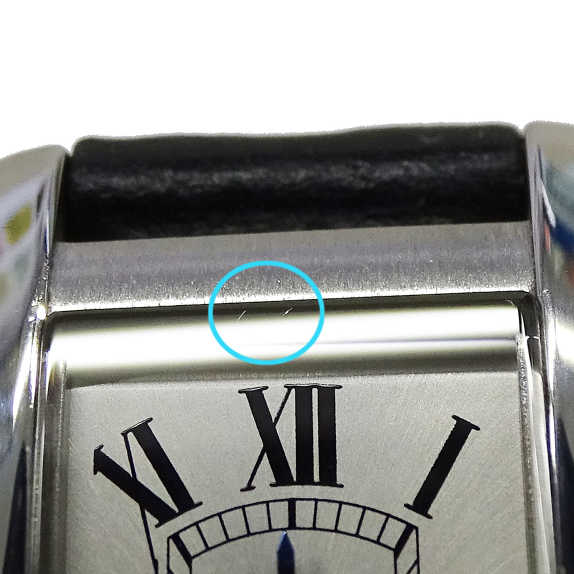 Cartier women's watch, Tank American Mini, quartz, stainless steel strap, leather square shape (WSTA0032).