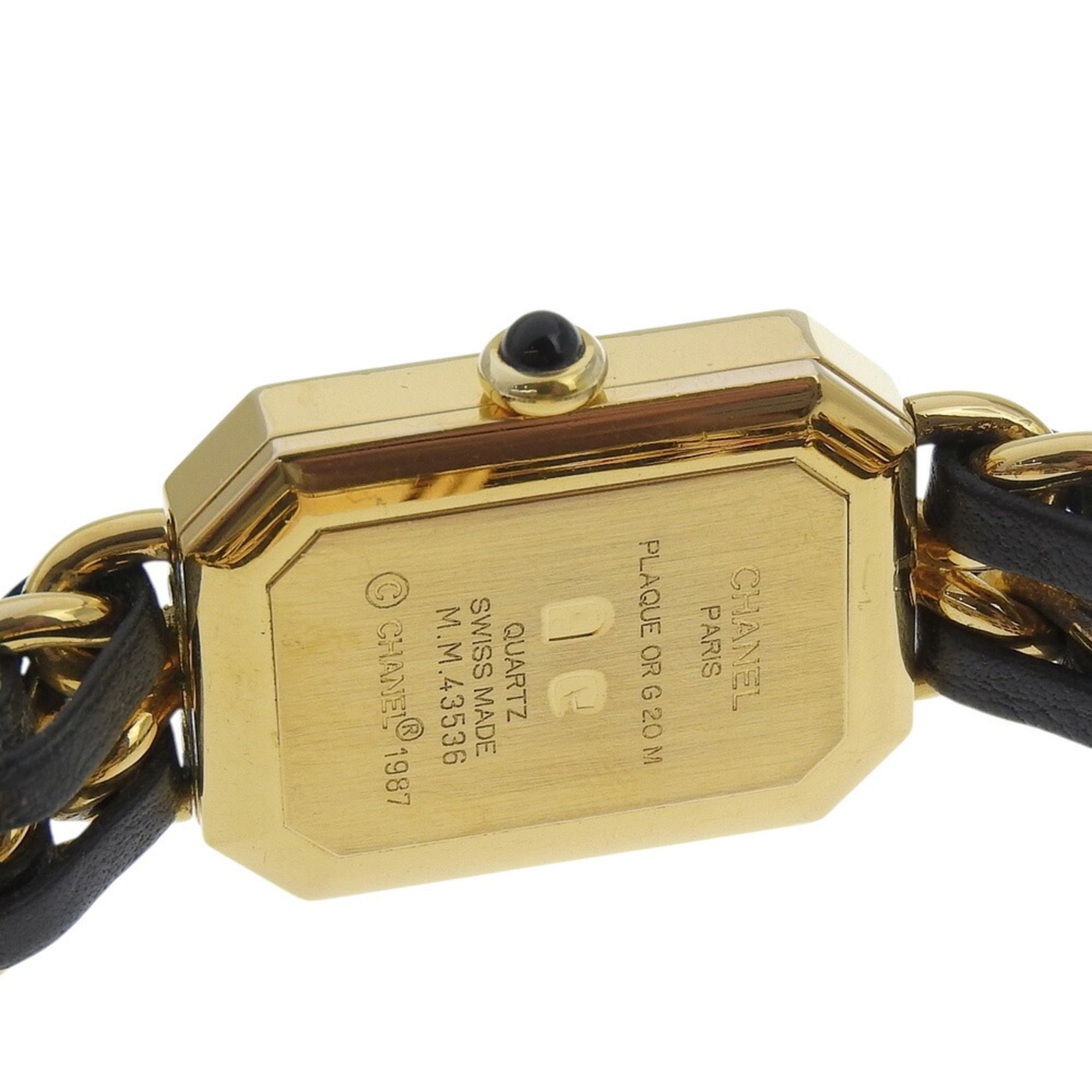 CHANEL Premiere S-horloge H0001, verguld leer, quartz uurwerk, analoge wijzerplaat, zwarte wijzerplaat, damesmodel