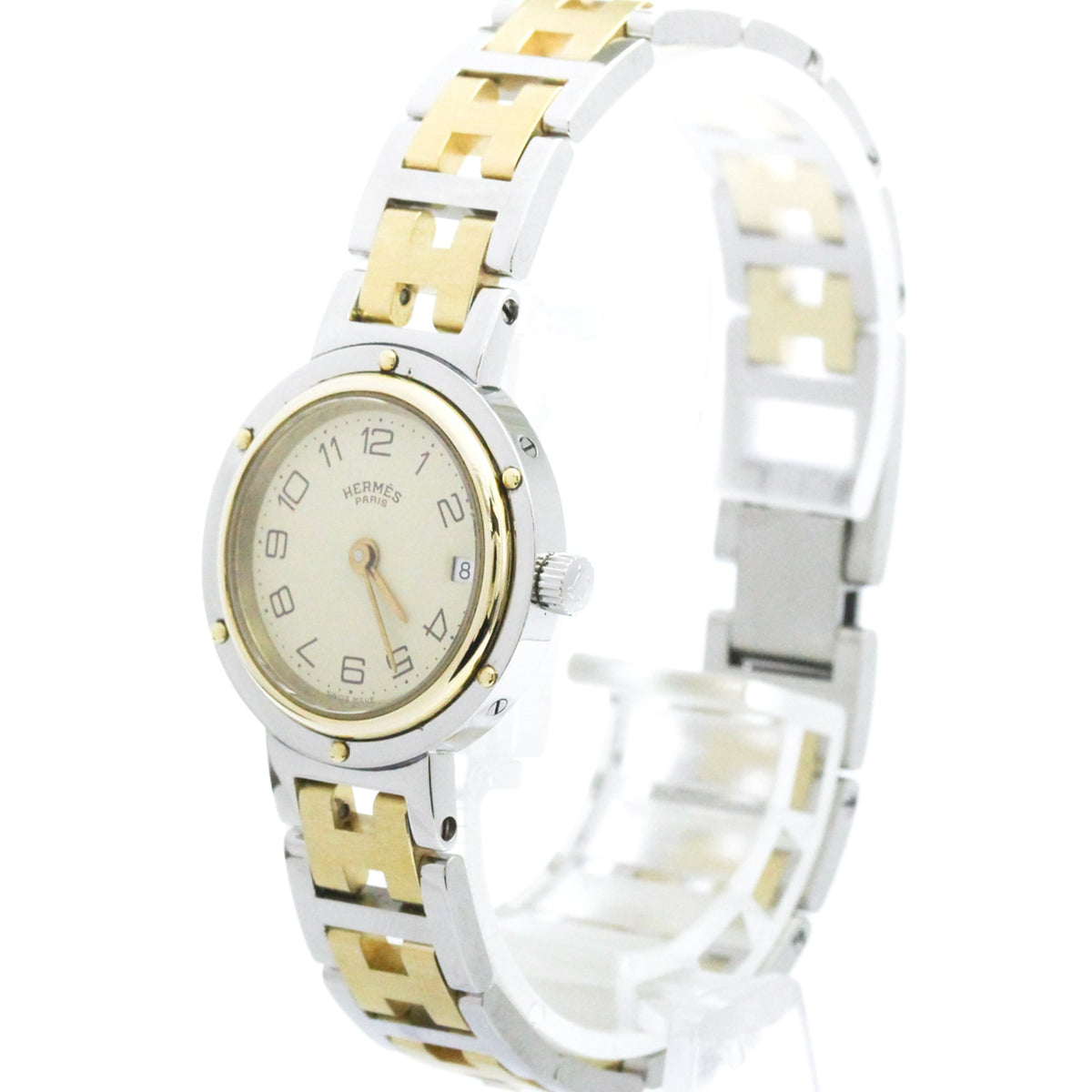 Hermes Clipper CL6.720 horloge met ivoorkleurige wijzerplaat, 24 mm