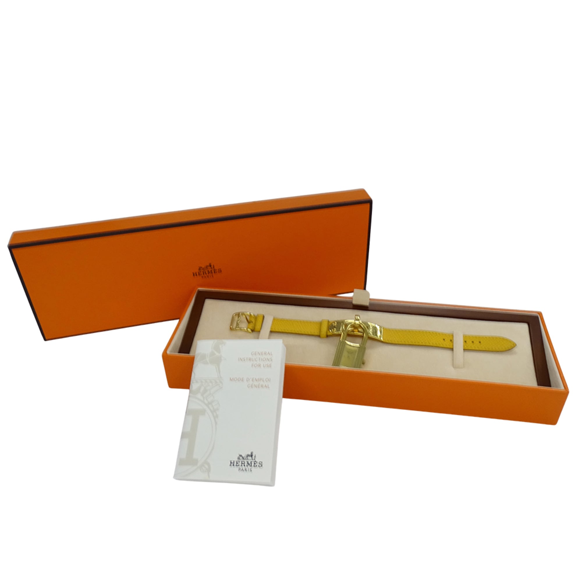 Hermes HERMES Women's Watch Brand Kelly Quartz QZ GP Leather KE1.201 Gold Yellow