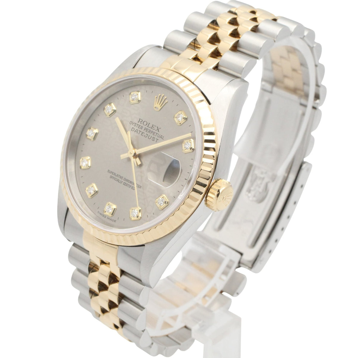 Rolex Datejust 10P Diamond 16233G Gray Dial 35mm Watch