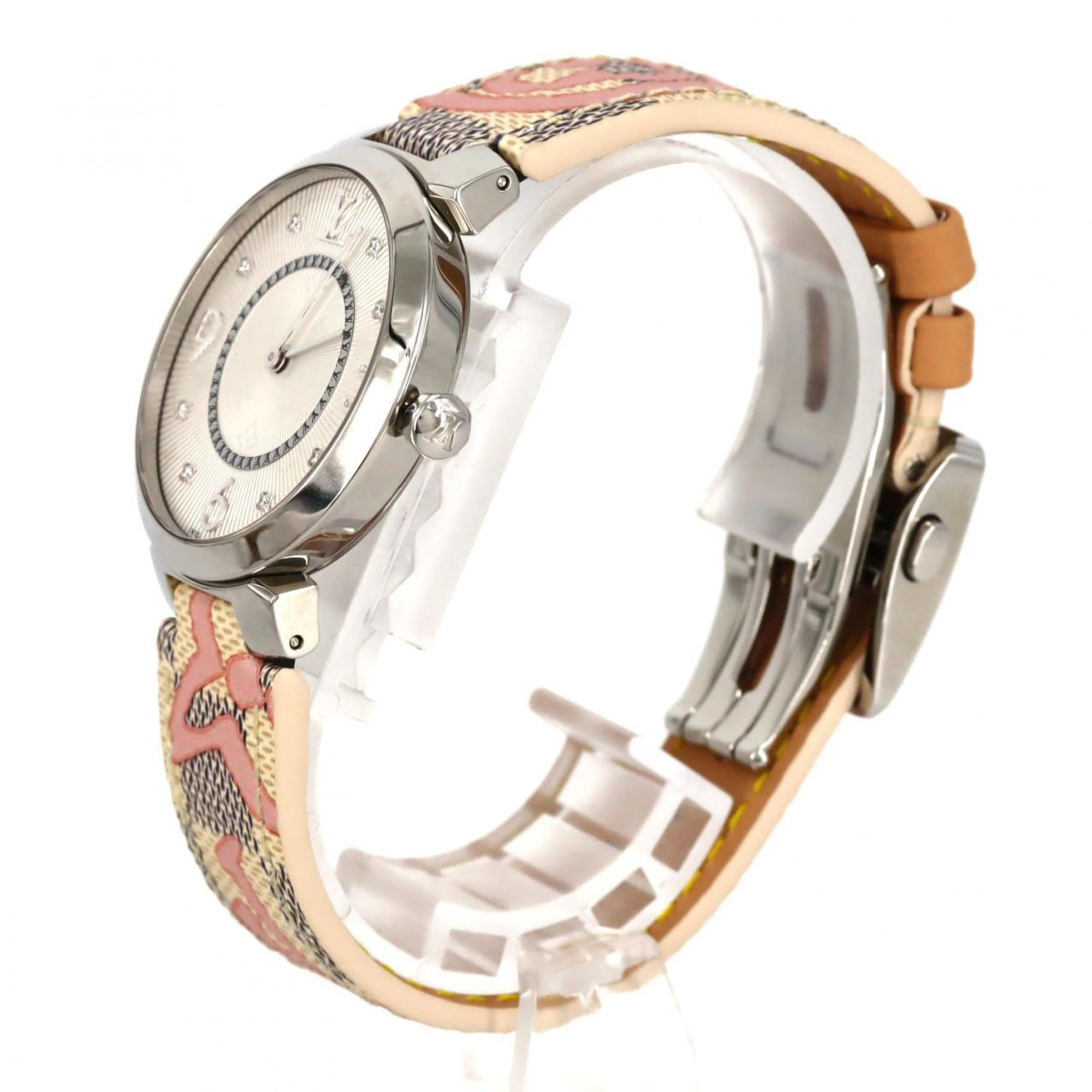 Louis Vuitton Tambour Monogram 8P Q13MJ Stainless Steel Quartz Watch