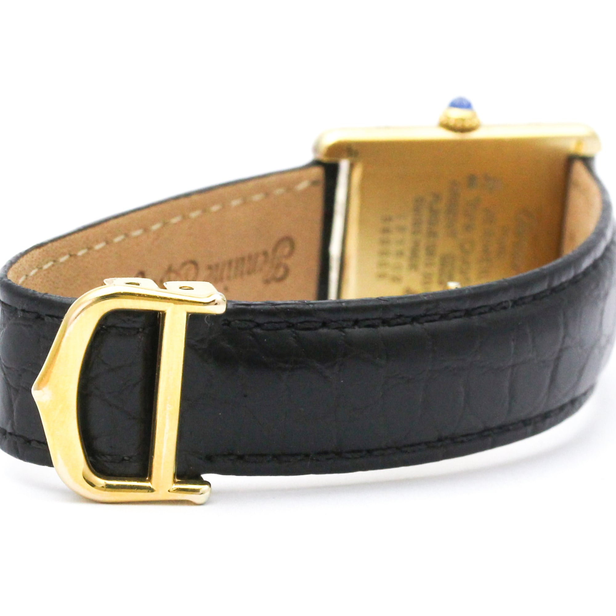 CARTIER Must Tank Vermeil verguld leren quartz herenhorloge 590005